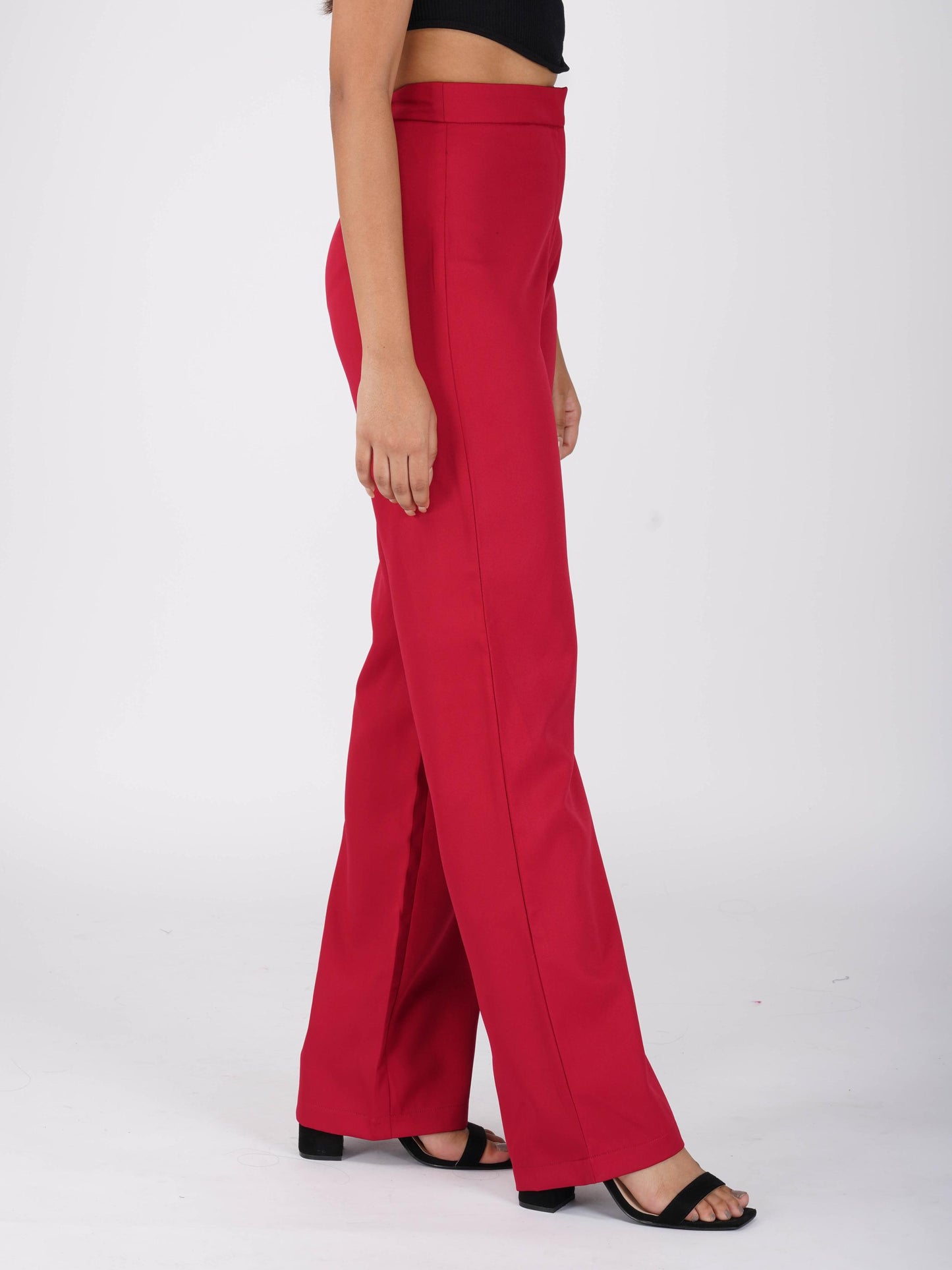 Red Straight Fit Trousers - Dawn Pants (Cherry)