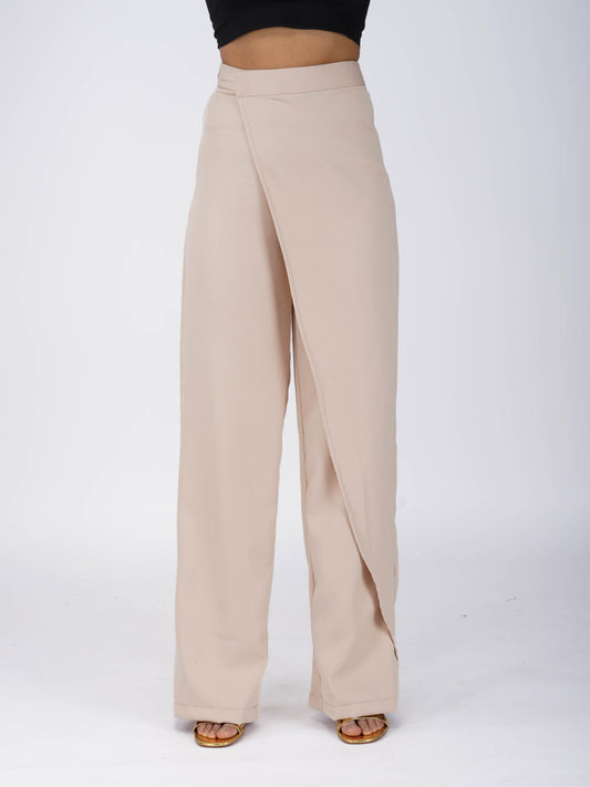 Beige Overlap Pants - Wave Pants (Sand)