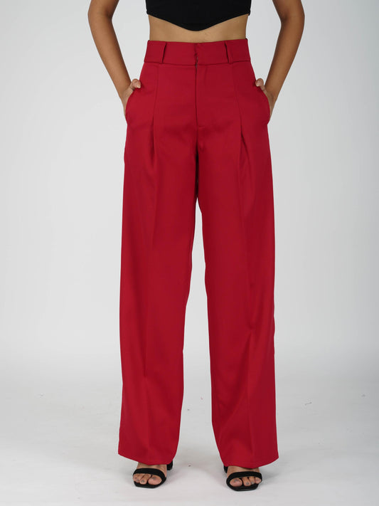 Red Pleated Pants - Mist Pants (Cherry)