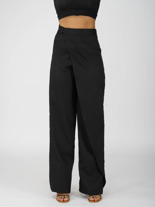 Black Overlap Pants - Wave Pants (Onyx)