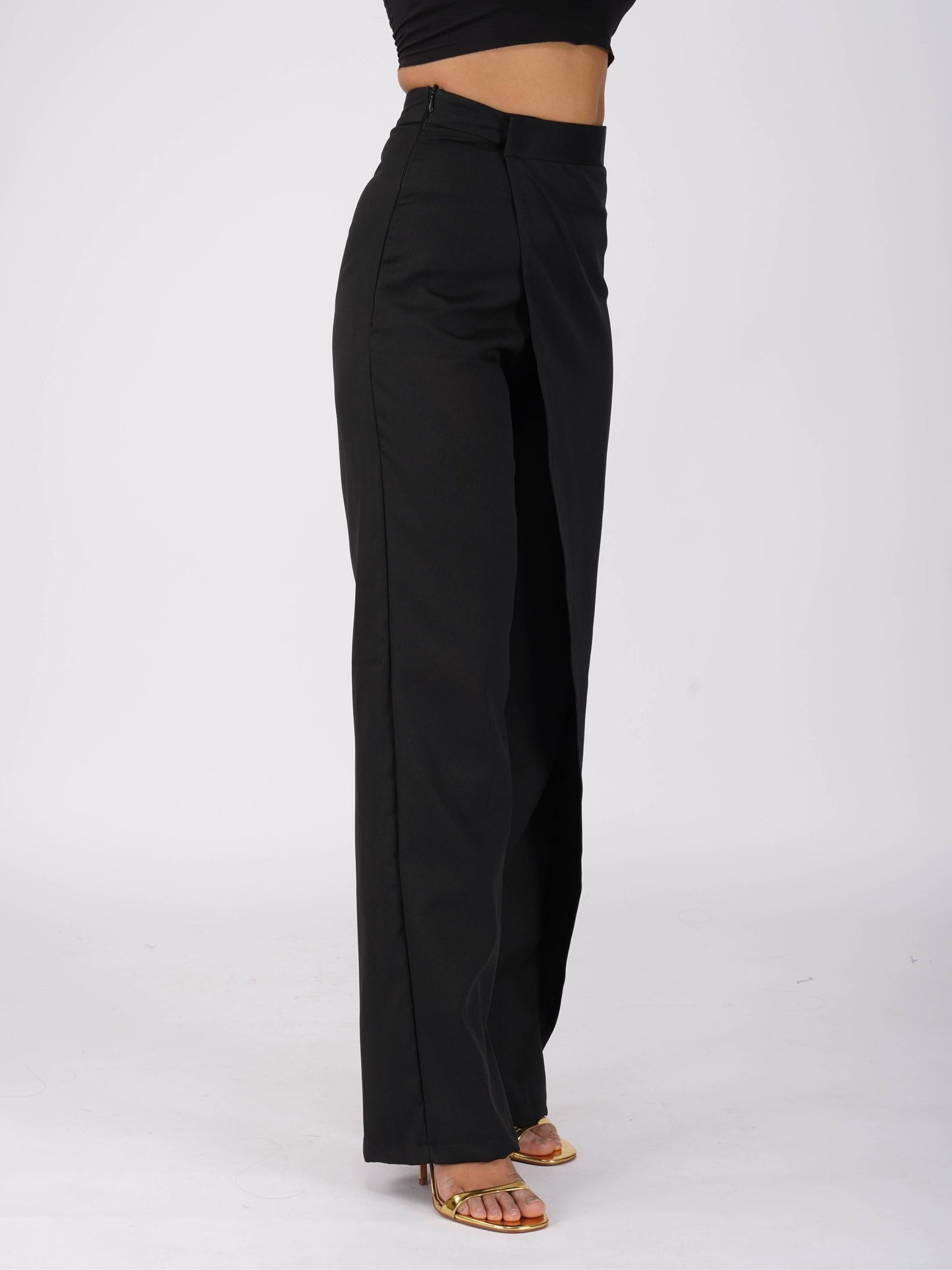 Black Overlap Pants - Wave Pants (Onyx)