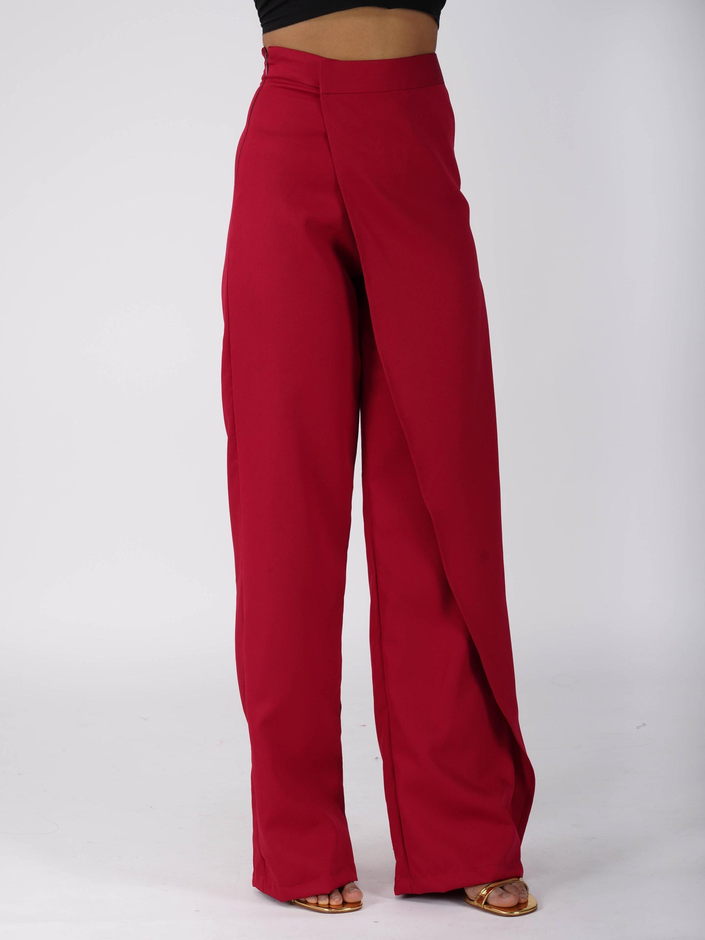 Red Overlap Pants - Wave Pants (Cherry)