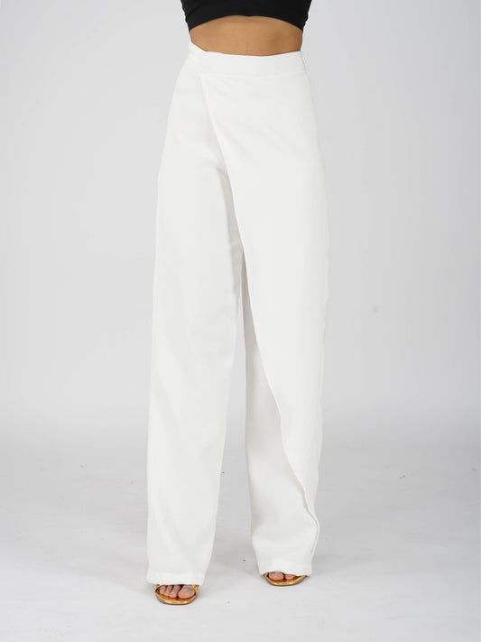 White Overlap Pants - Wave Pants (Dove)