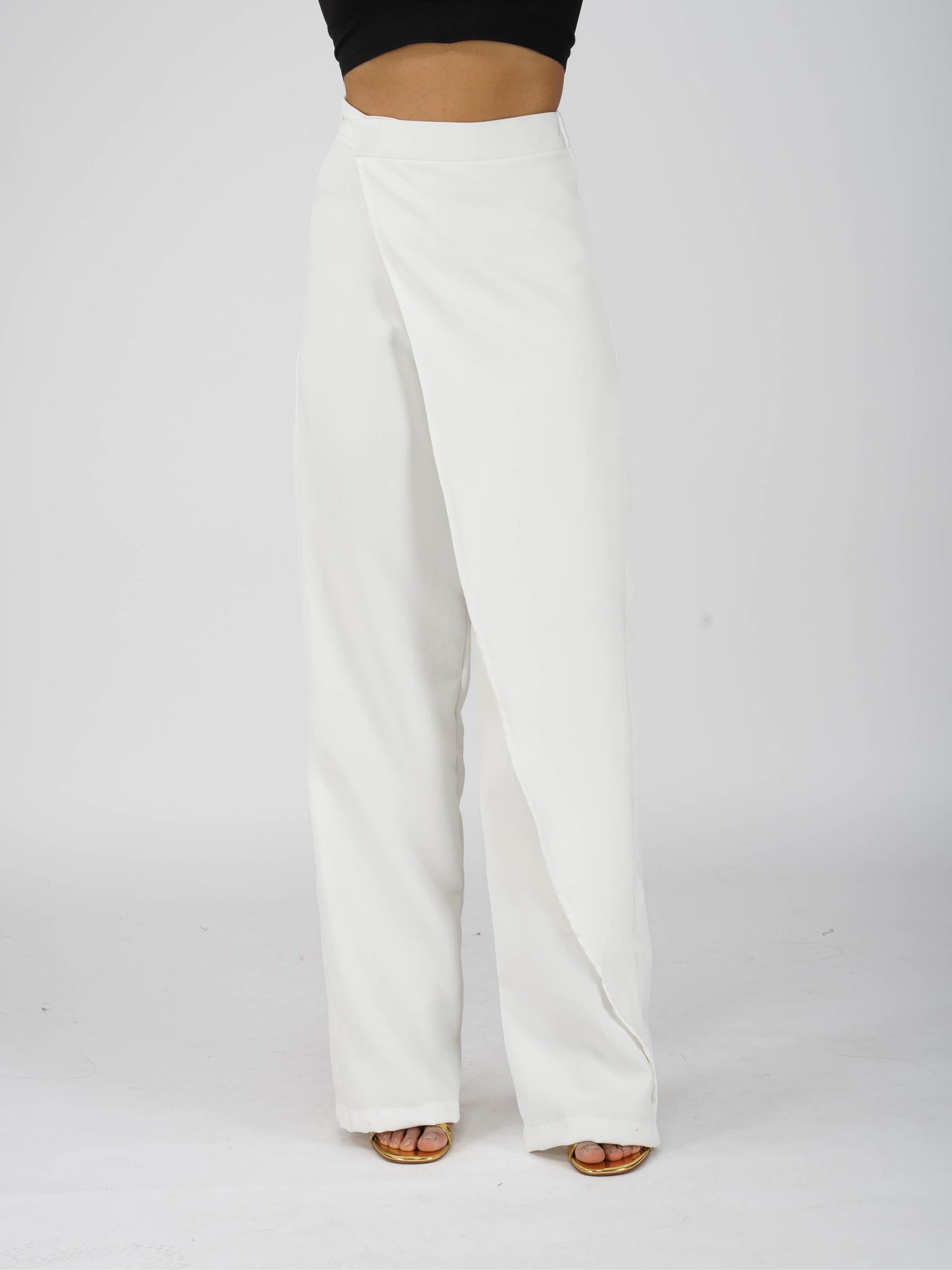 White Overlap Pants - Wave Pants (Dove)