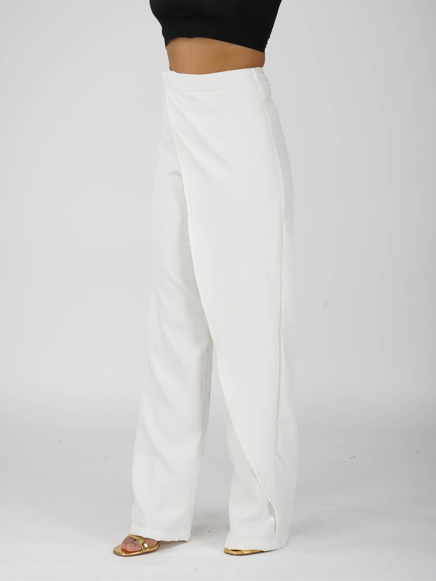White Overlap Pants - Wave Pants (Dove)
