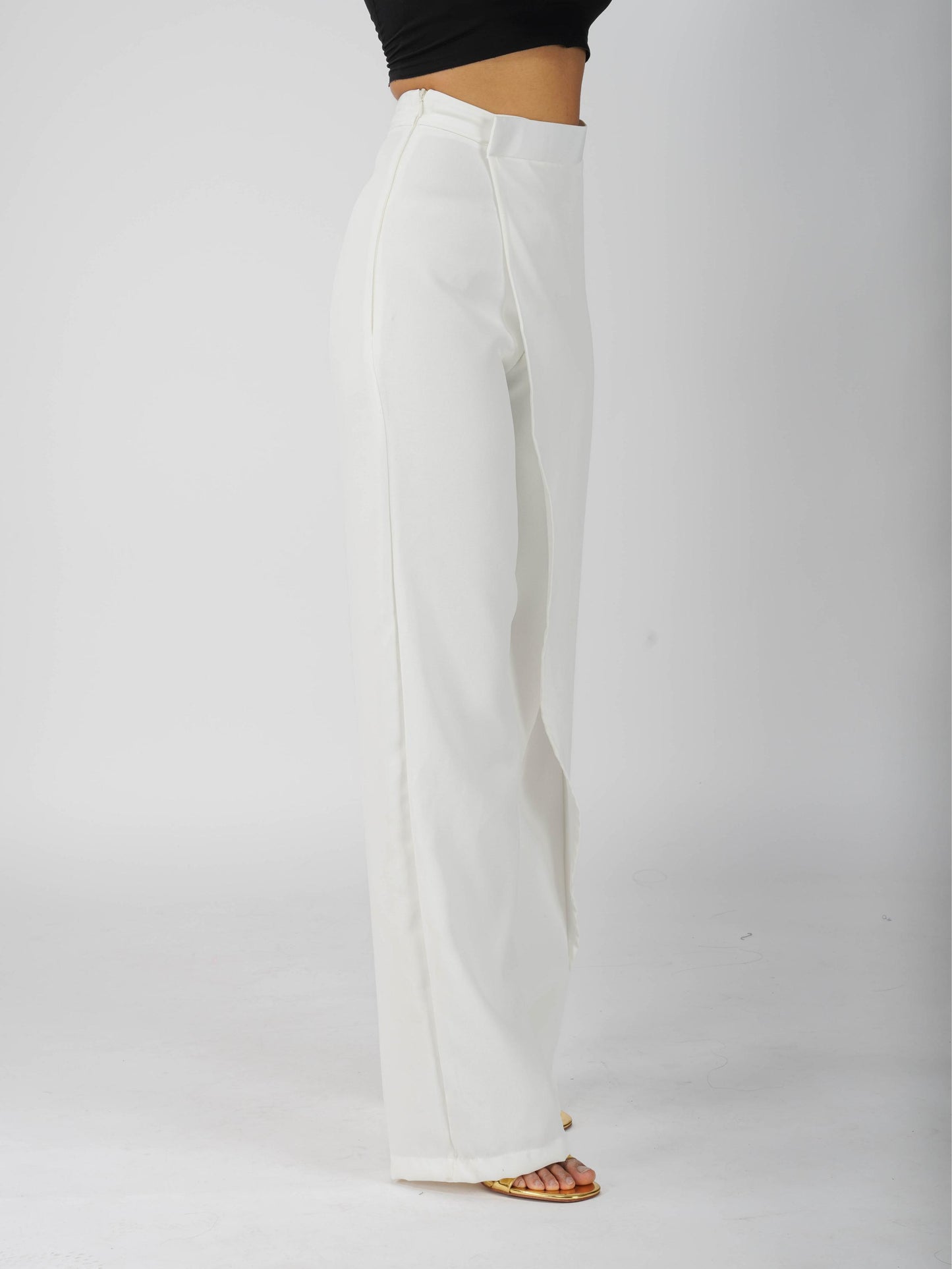 White Overlap Pants - Wave Pants (Dove)