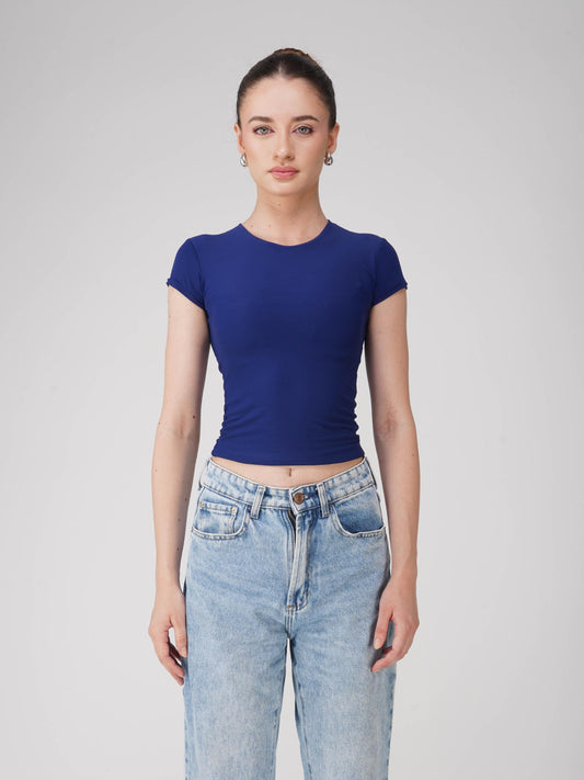 Blue Double Layered Fitted Tee - Drift Tee (Navy)