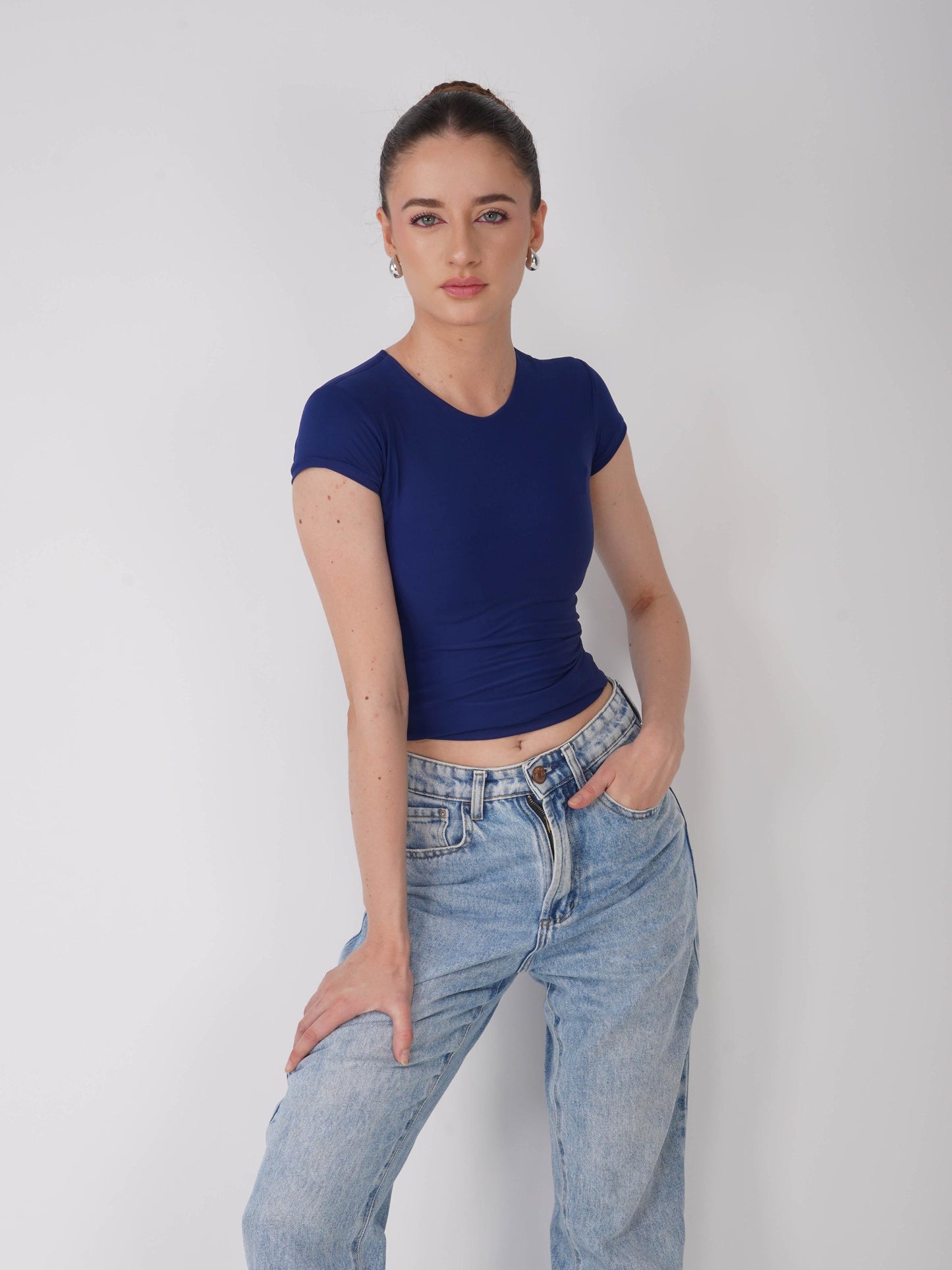 Blue Double Layered Fitted Tee - Drift Tee (Navy)