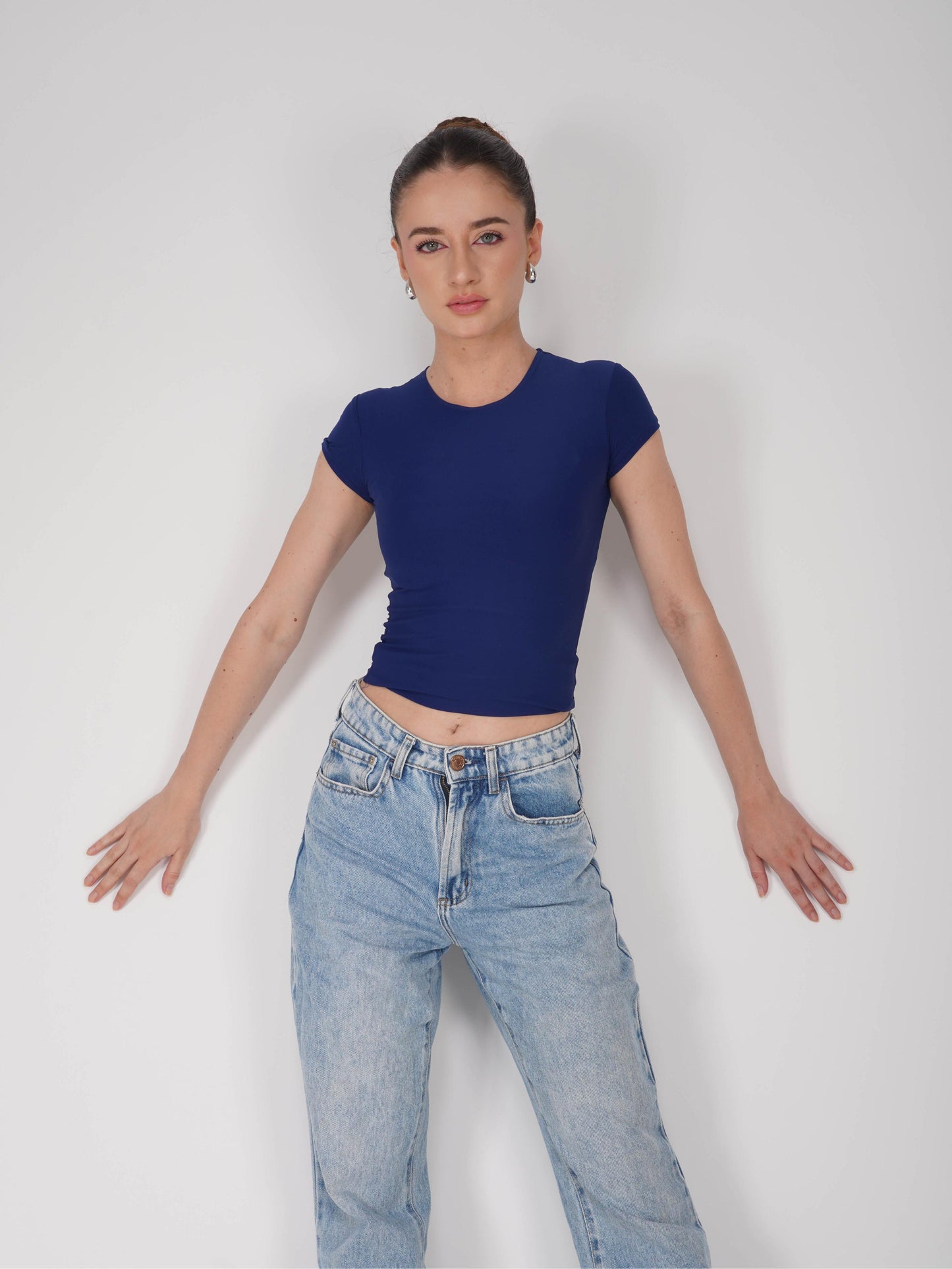 Blue Double Layered Fitted Tee - Drift Tee (Navy)