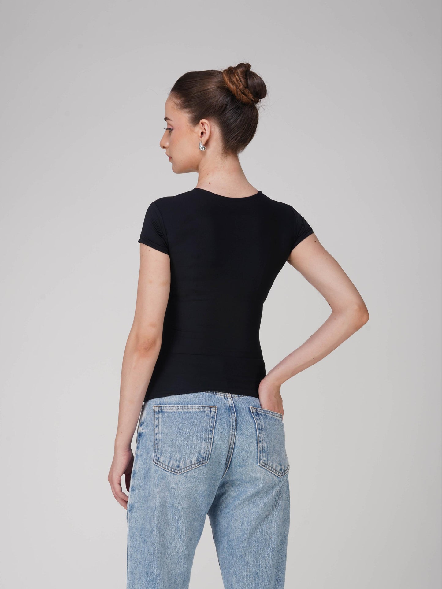 Black Double Layered Fitted Tee - Drift Tee (Onyx)