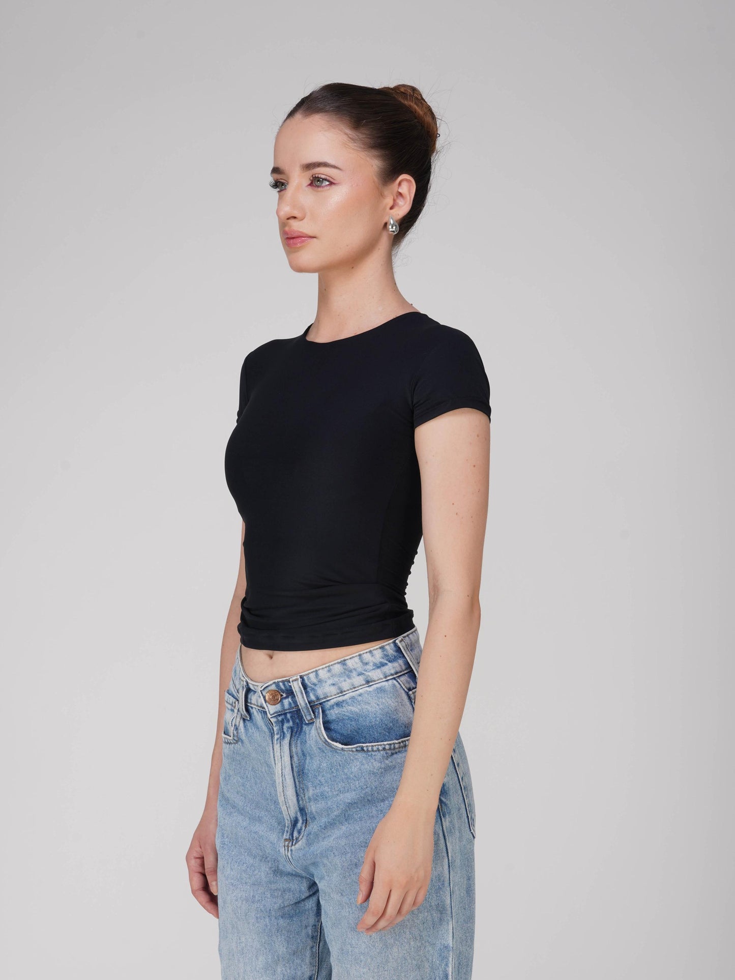 Black Double Layered Fitted Tee - Drift Tee (Onyx)