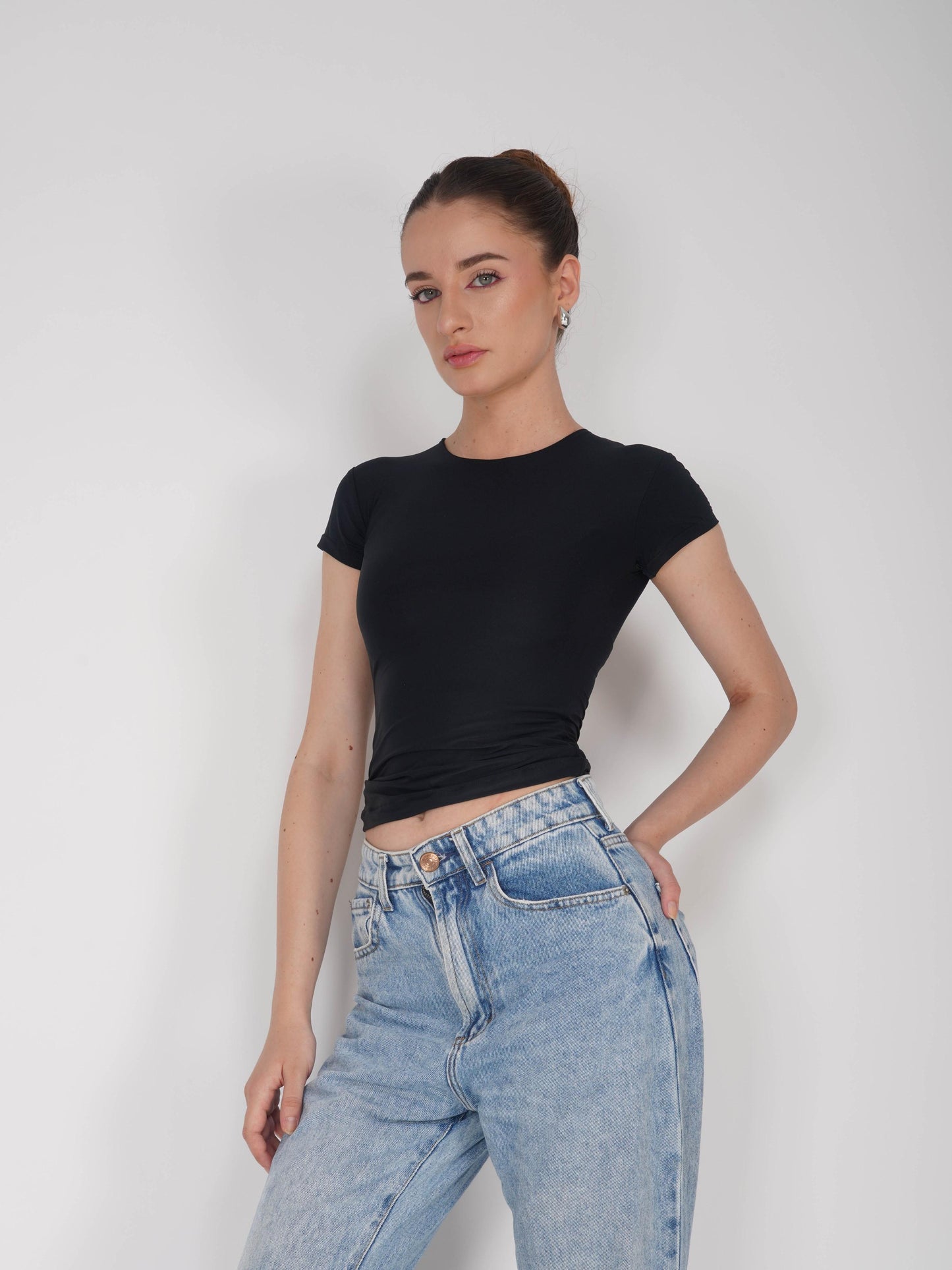 Black Double Layered Fitted Tee - Drift Tee (Onyx)