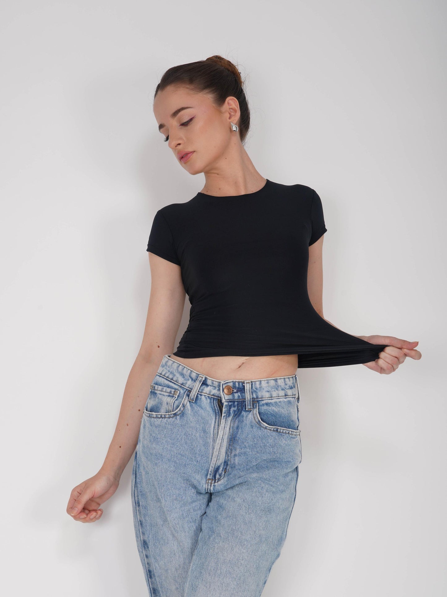 Black Double Layered Fitted Tee - Drift Tee (Onyx)