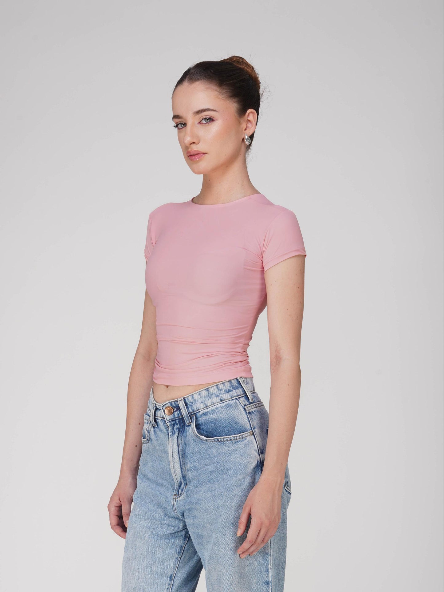 Pink Double Layered Fitted Tee - Drift Tee (Flamingo)