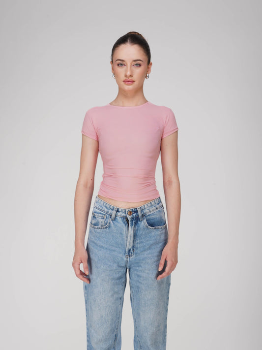 Pink Double Layered Fitted Tee - Drift Tee (Flamingo)