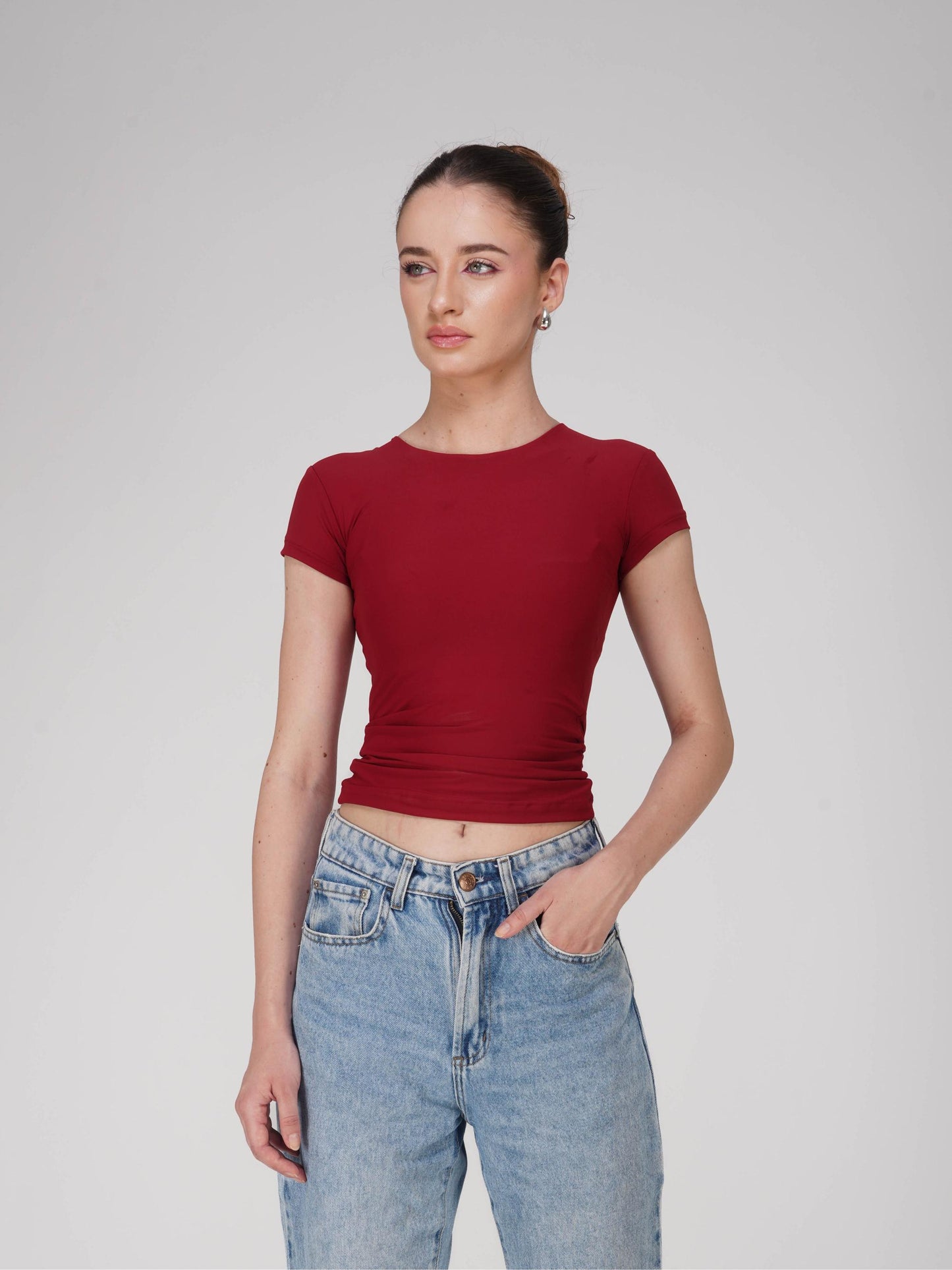 Red Double Layered Fitted Tee - Drift Tee (Cherry)