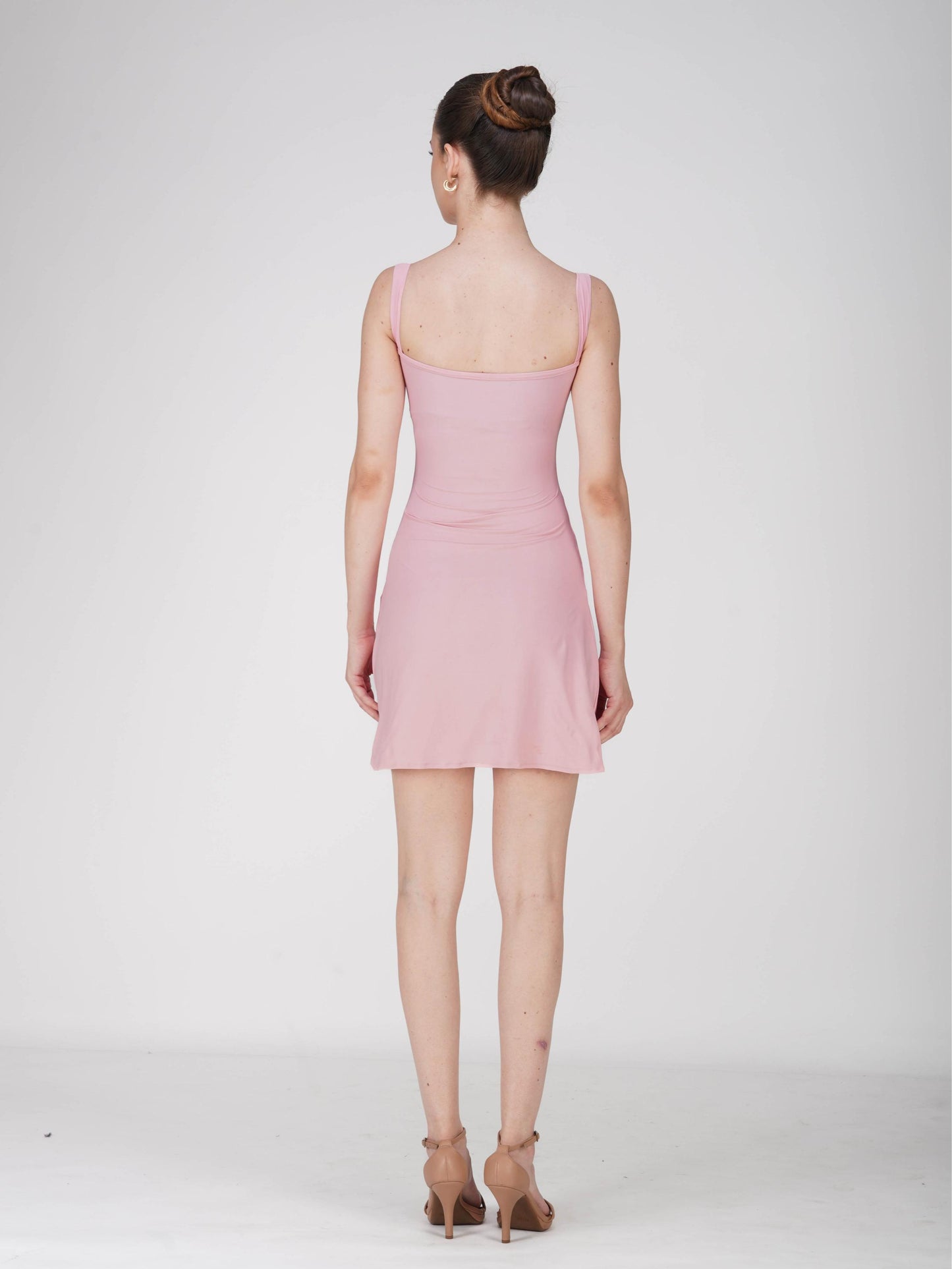 Pink Square Neck Dress - Shade Dress (Flamingo)
