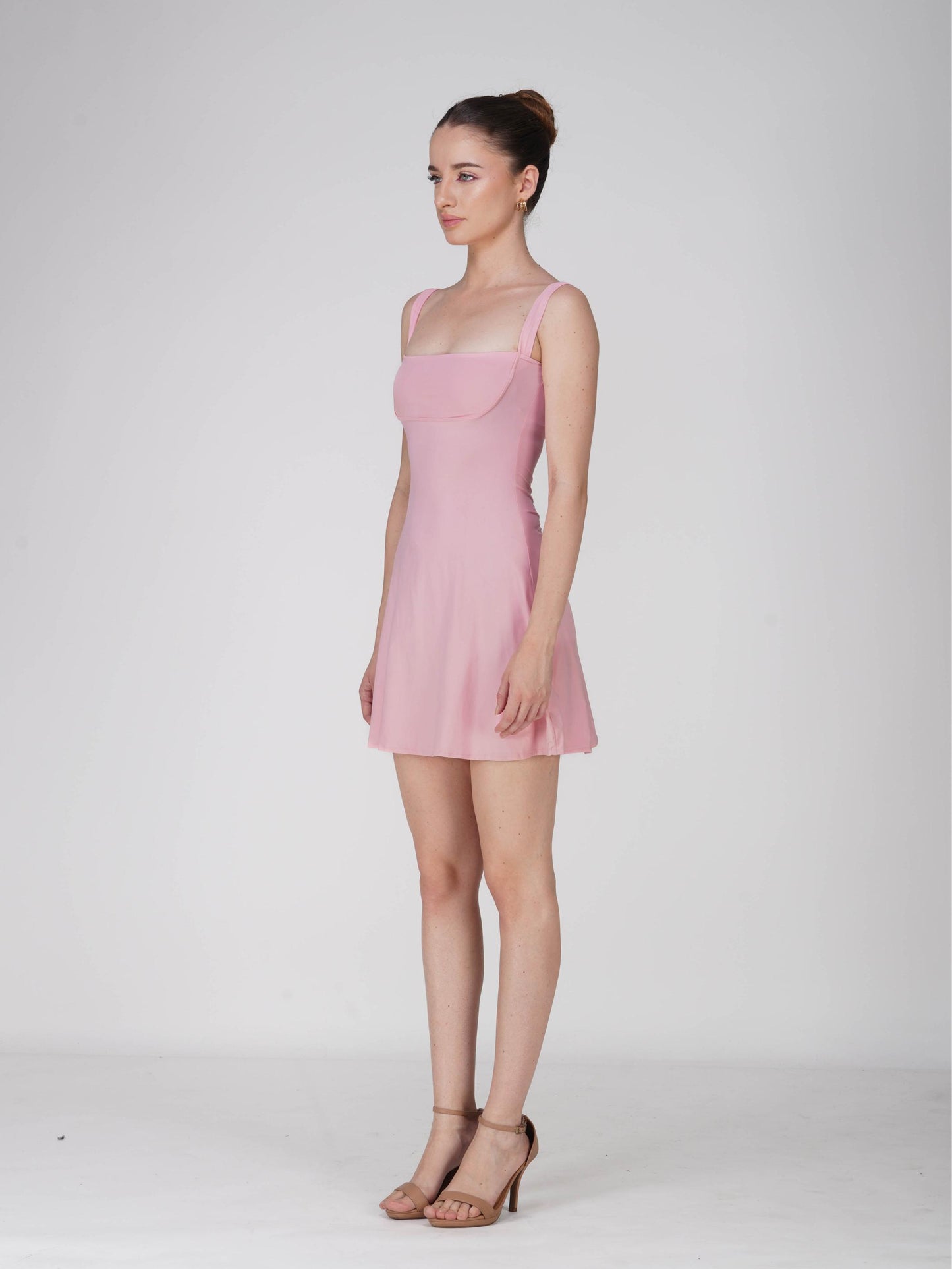 Pink Square Neck Dress - Shade Dress (Flamingo)