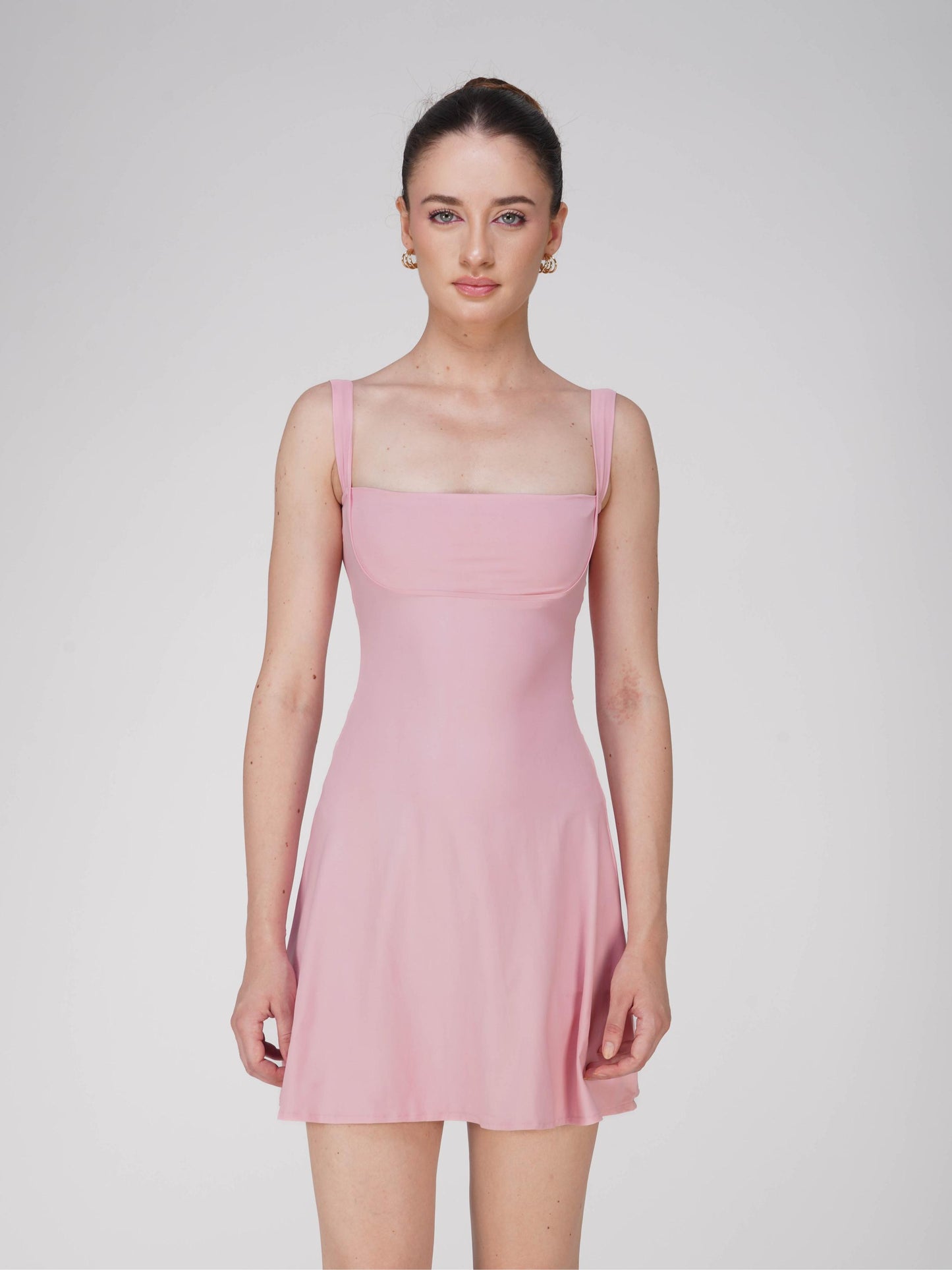 Pink Square Neck Dress - Shade Dress (Flamingo)