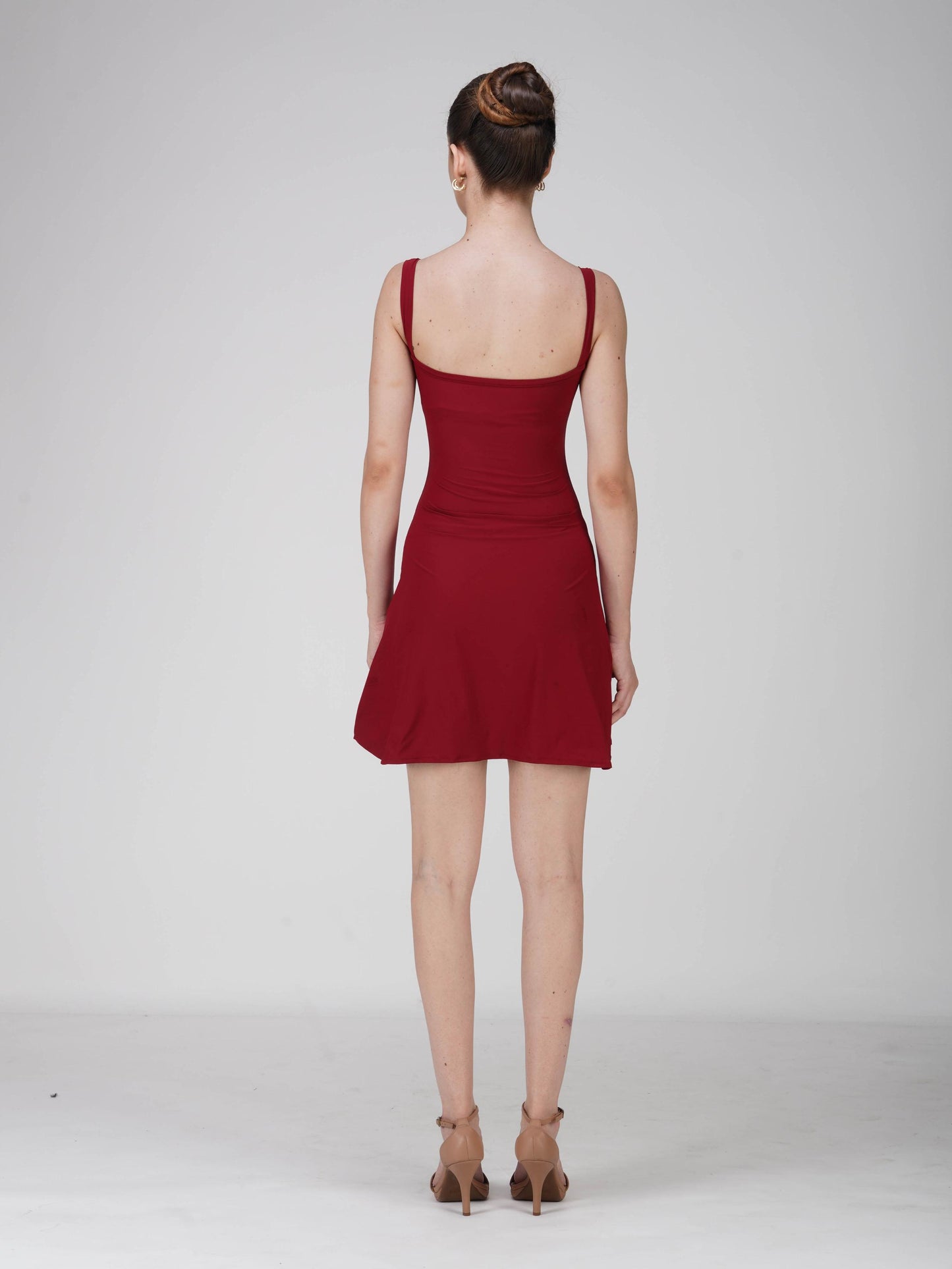 Red Square Neck Dress - Shade Dress (Cherry)