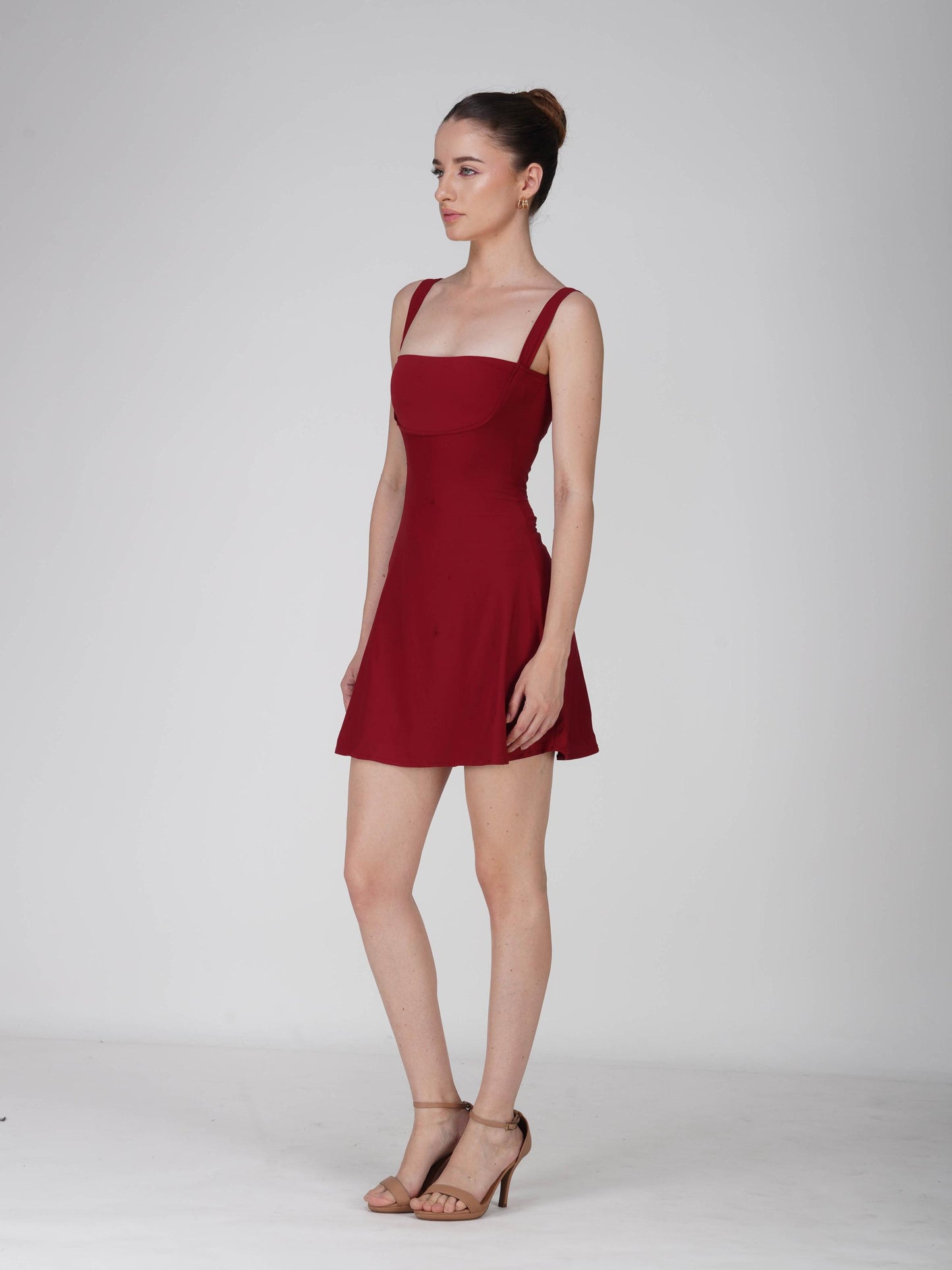 Red Square Neck Dress - Shade Dress (Cherry)