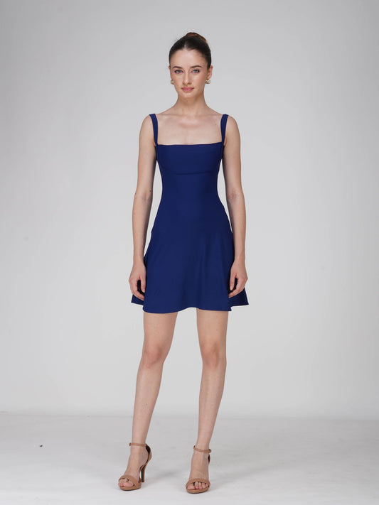 Blue Square Neck Dress - Shade Dress (Navy)