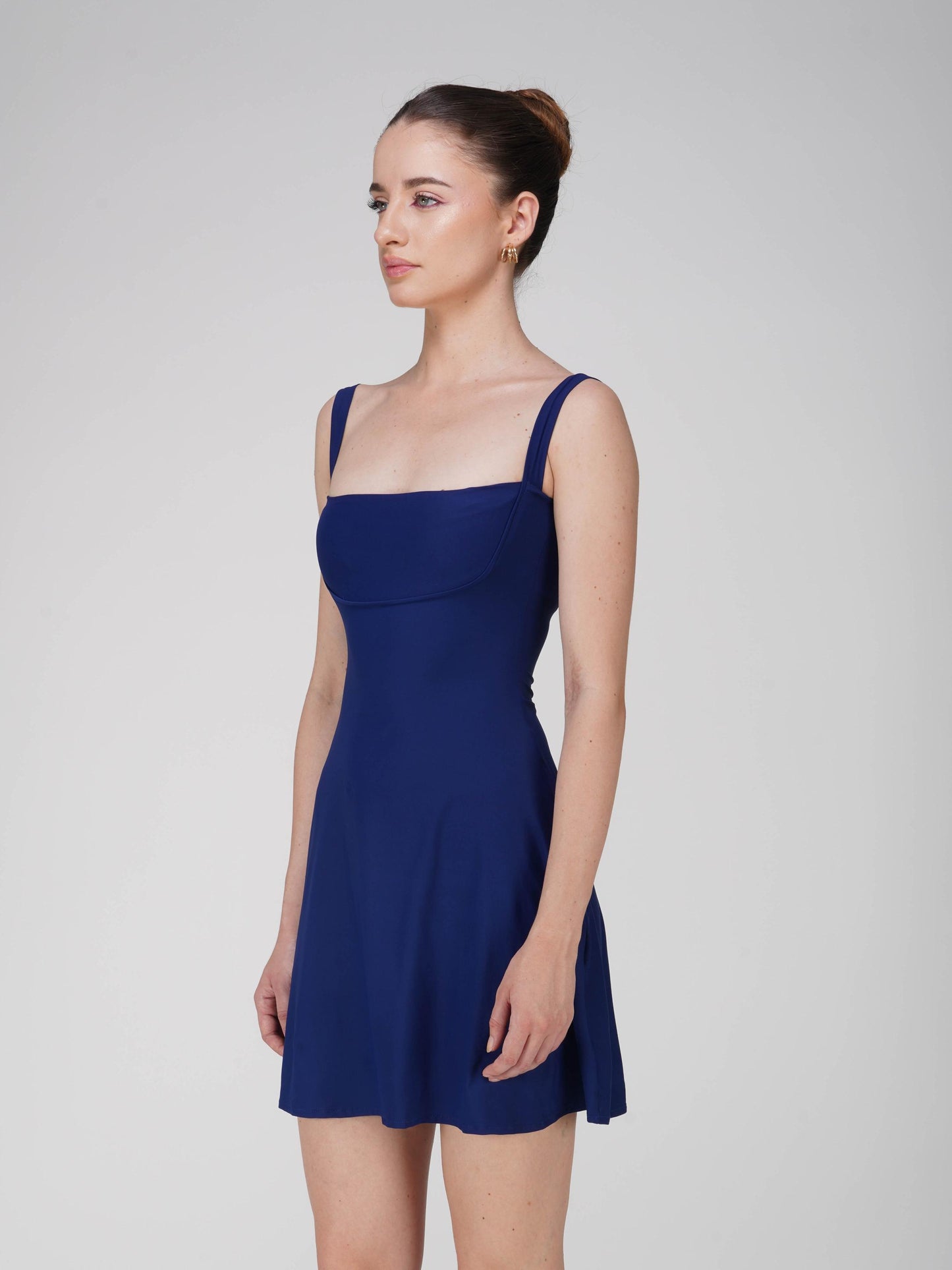 Blue Square Neck Dress - Shade Dress (Navy)