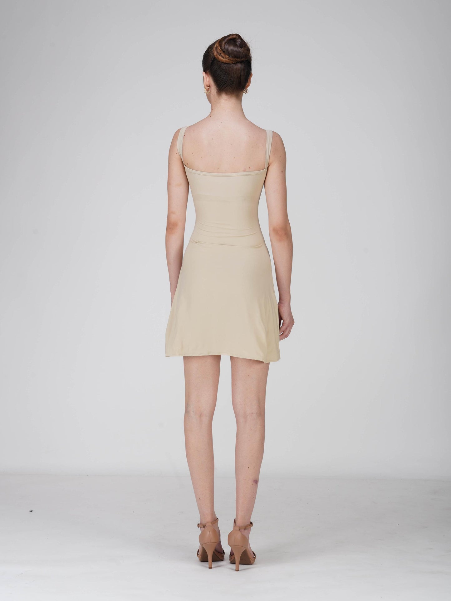 Beige Square Neck Dress - Shade Dress (Sand)