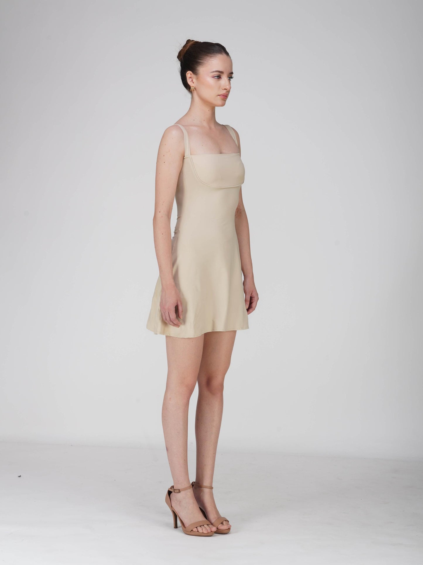 Beige Square Neck Dress - Shade Dress (Sand)