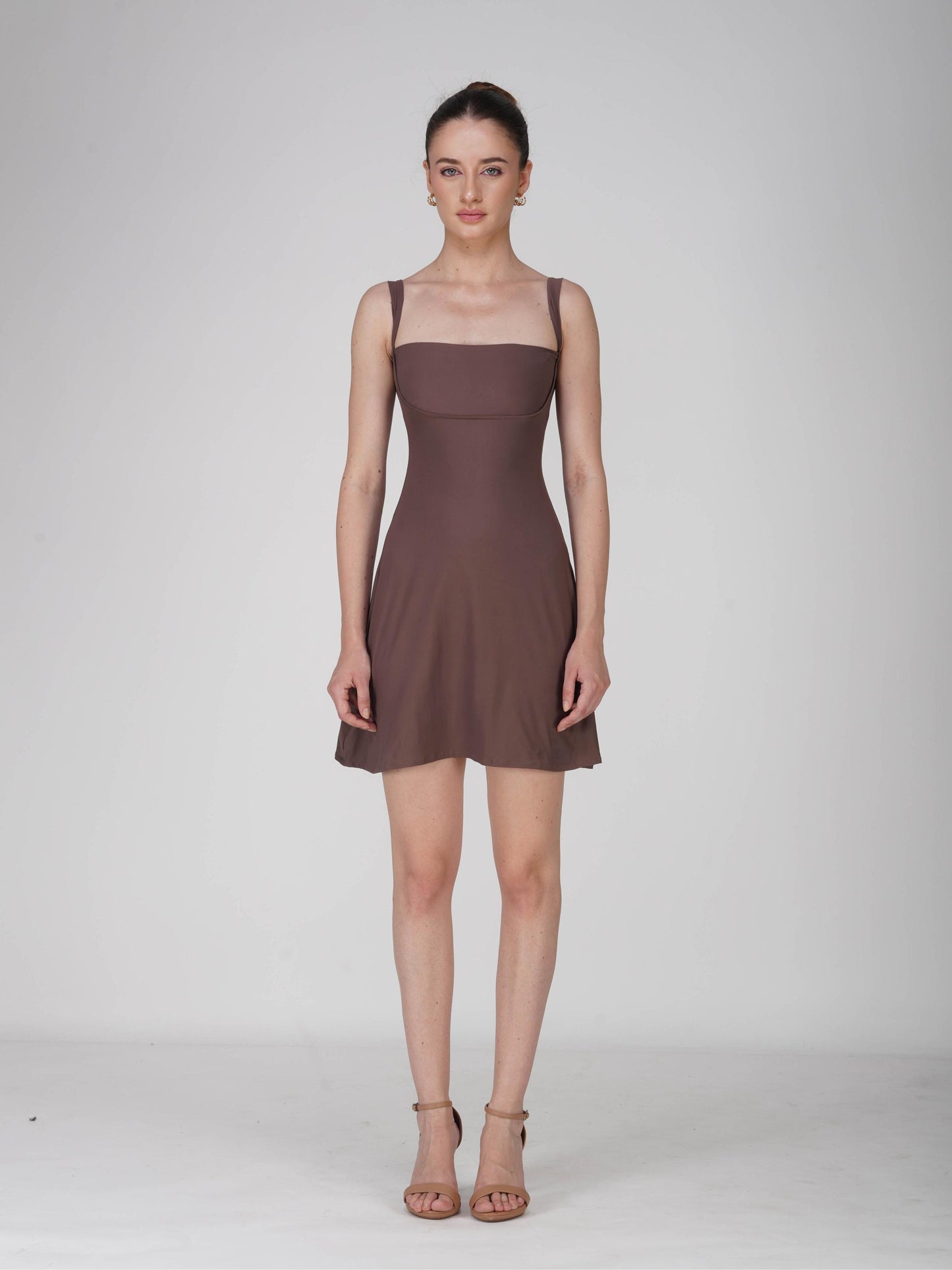 Brown Square Neck Dress - Shade Dress (Coco)