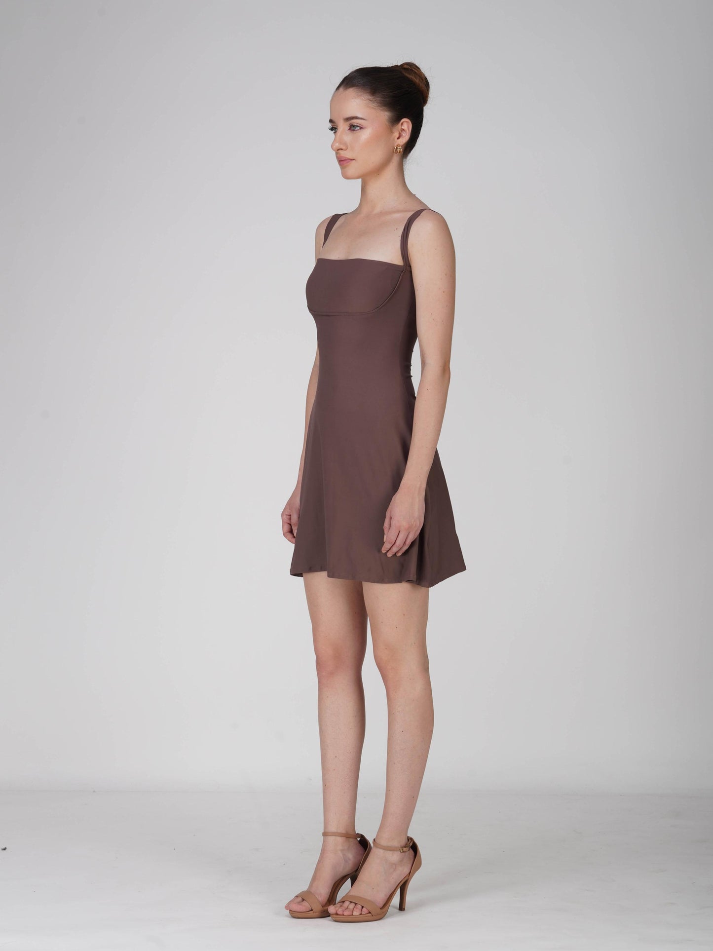 Brown Square Neck Dress - Shade Dress (Coco)