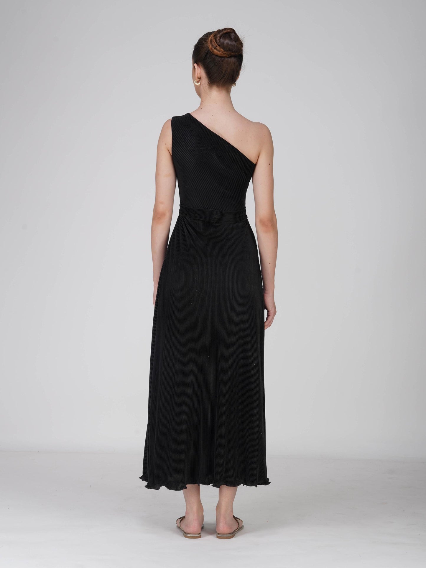 Black One-Shoulder Maxi Dress - Sun Dress (Onyx)