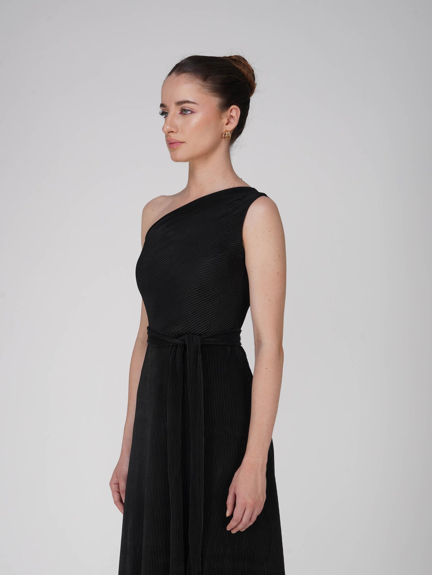 Black One-Shoulder Maxi Dress - Sun Dress (Onyx)