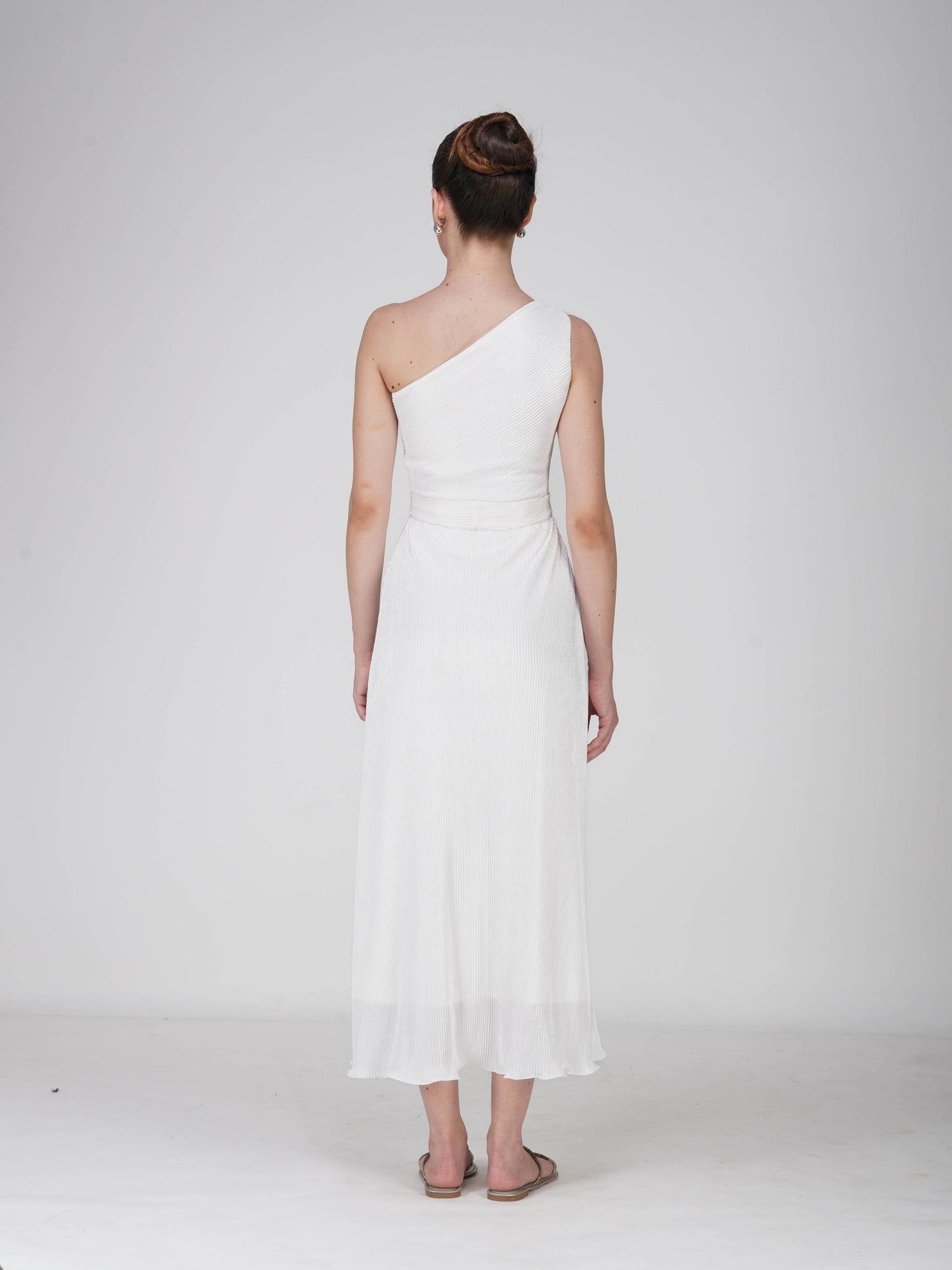 White One-Shoulder Maxi Dress - Sun Dress (Dove)