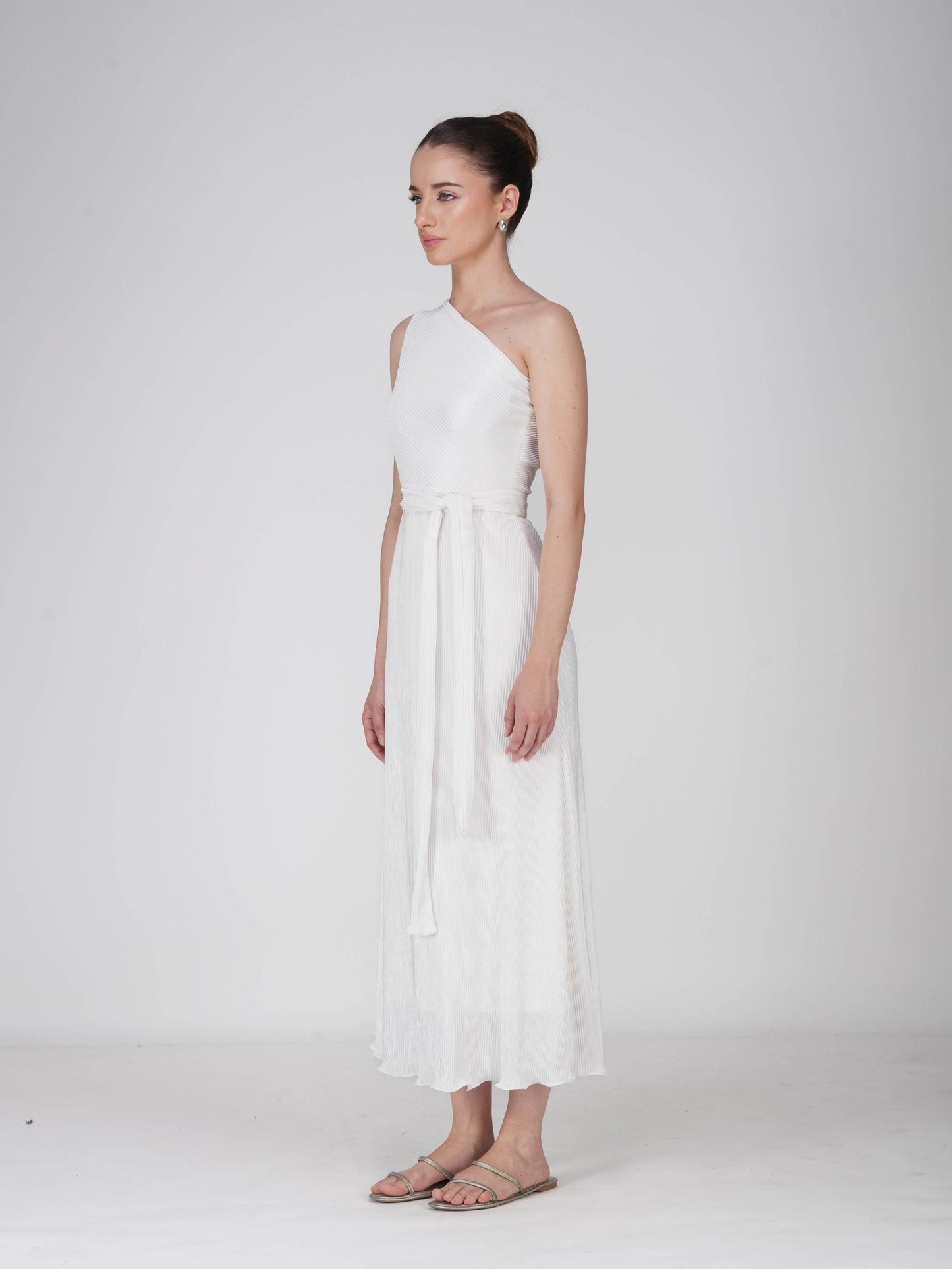 White One-Shoulder Maxi Dress - Sun Dress (Dove)