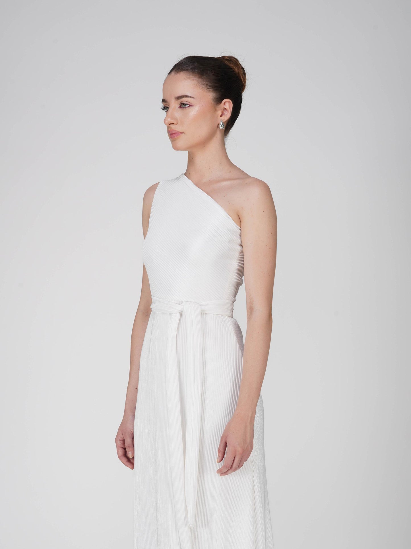 White One-Shoulder Maxi Dress - Sun Dress (Dove)