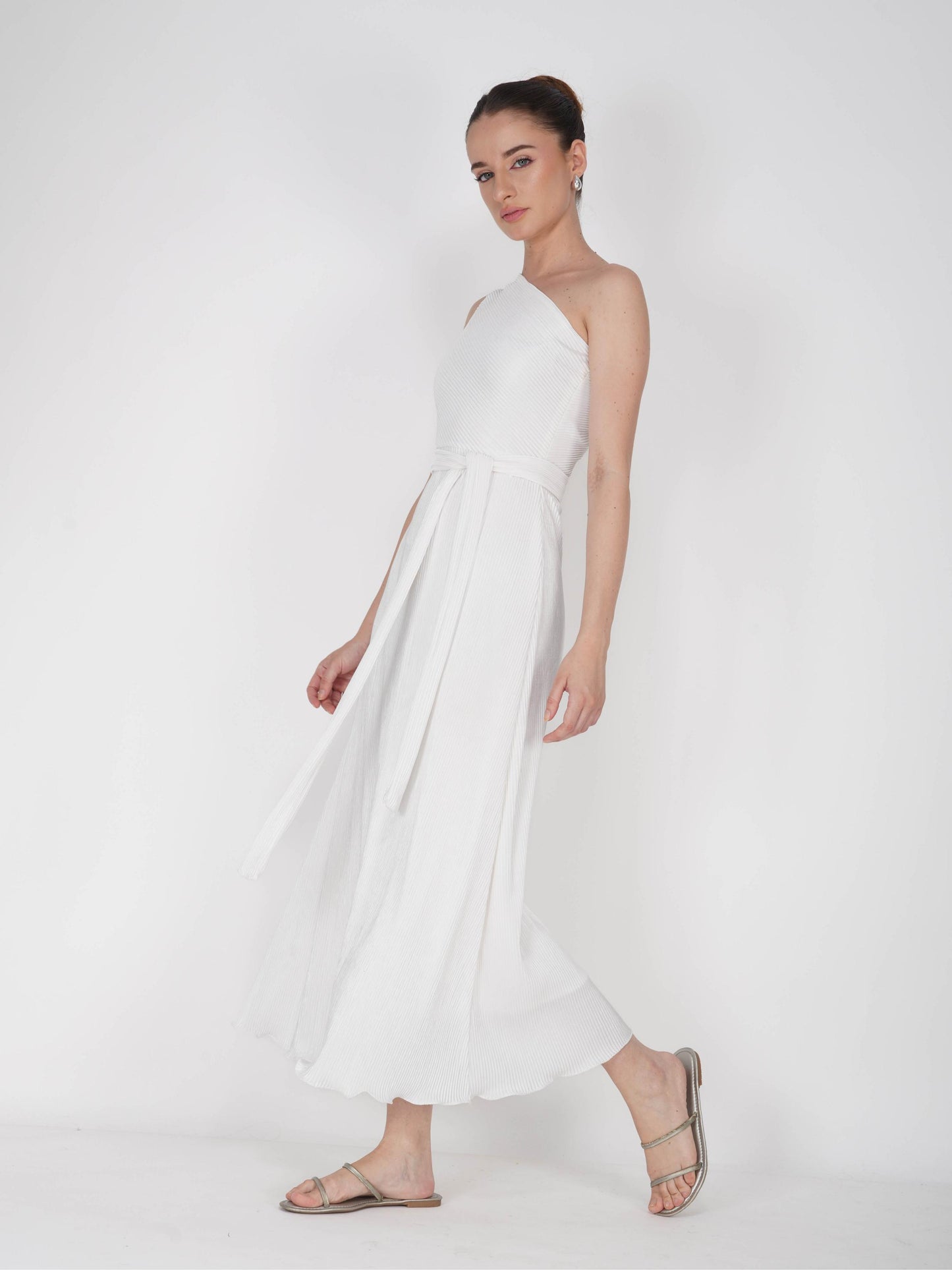 White One-Shoulder Maxi Dress - Sun Dress (Dove)