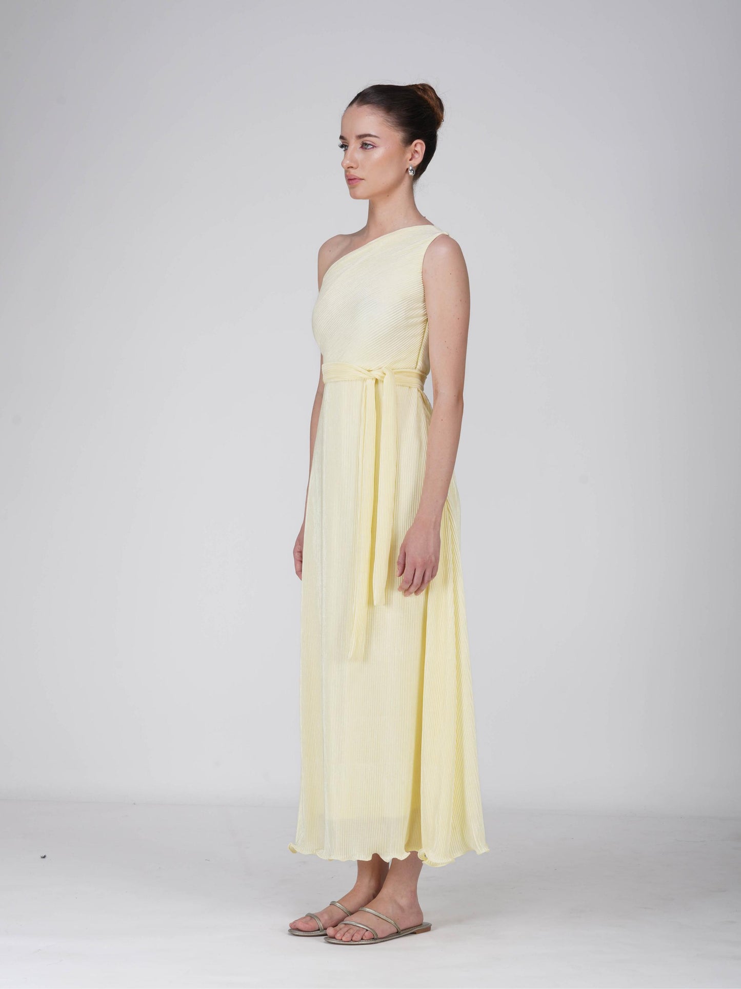 Yellow One-Shoulder Maxi Dress - Sun Dress (Butter)