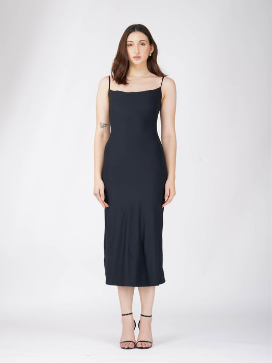 Black Cowl Neck Dress - Glow Dress (Onyx)