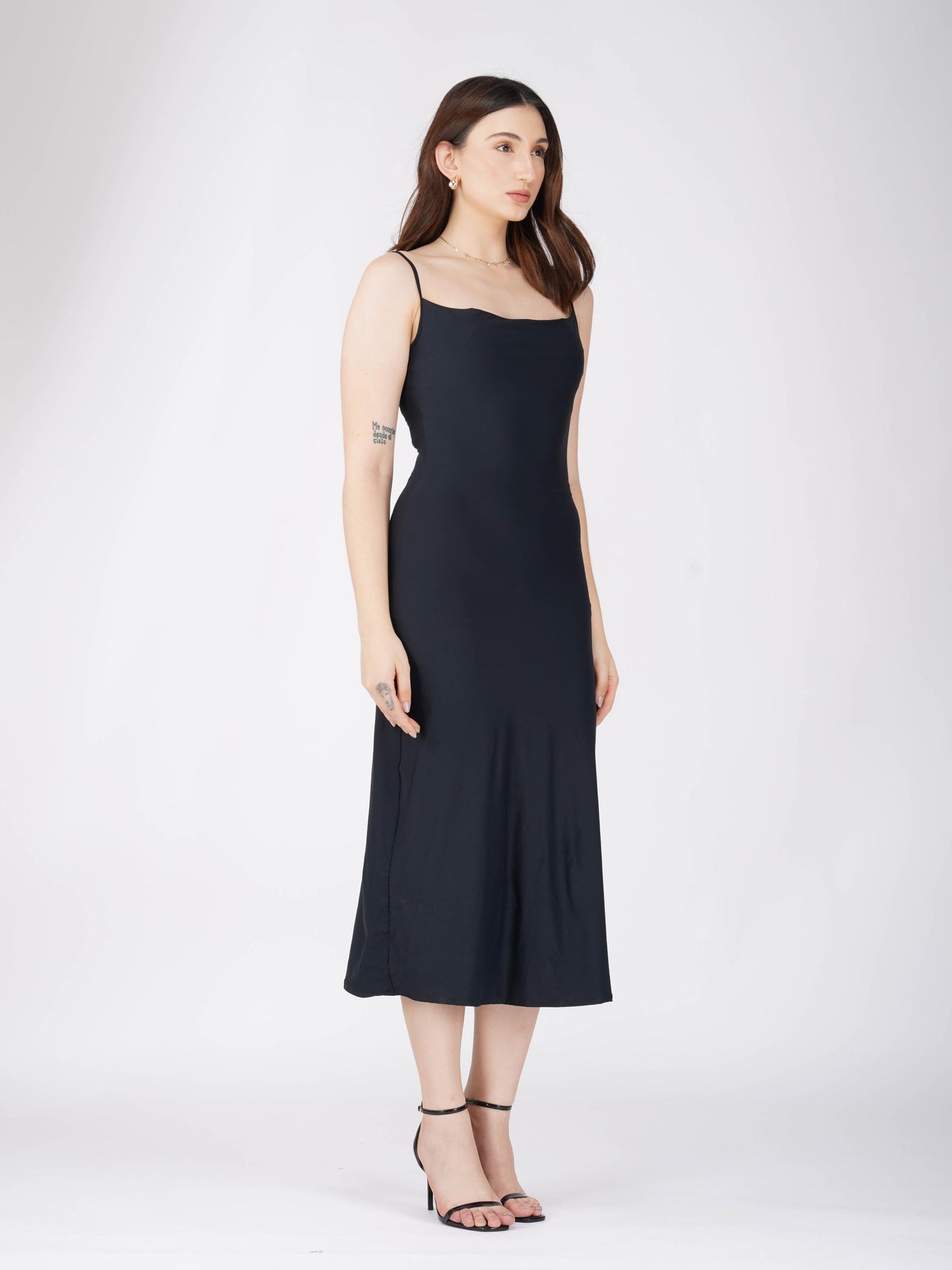 Black Cowl Neck Dress - Glow Dress (Onyx)