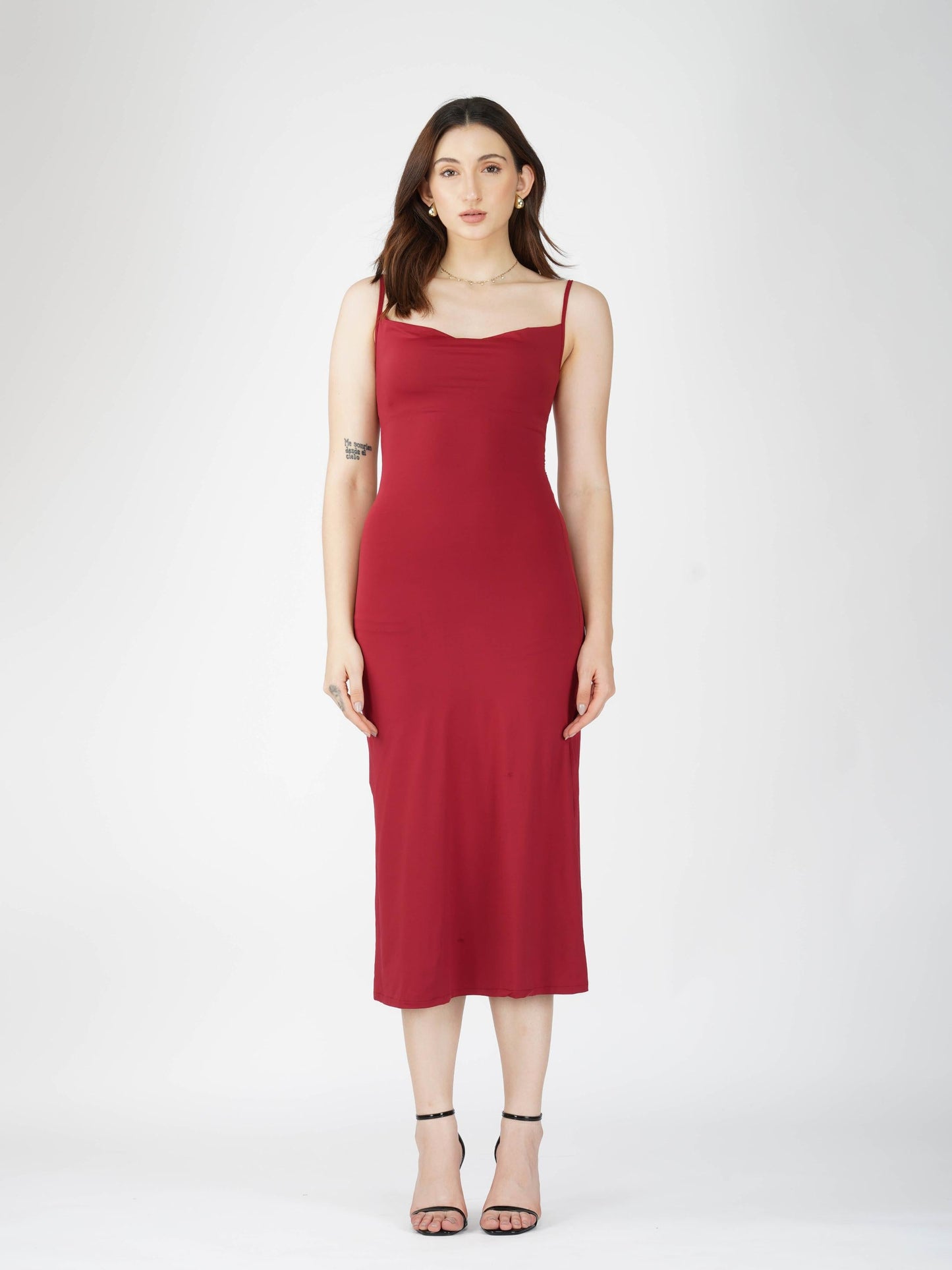 Red Cowl Neck Dress - Glow Dress (Cherry)