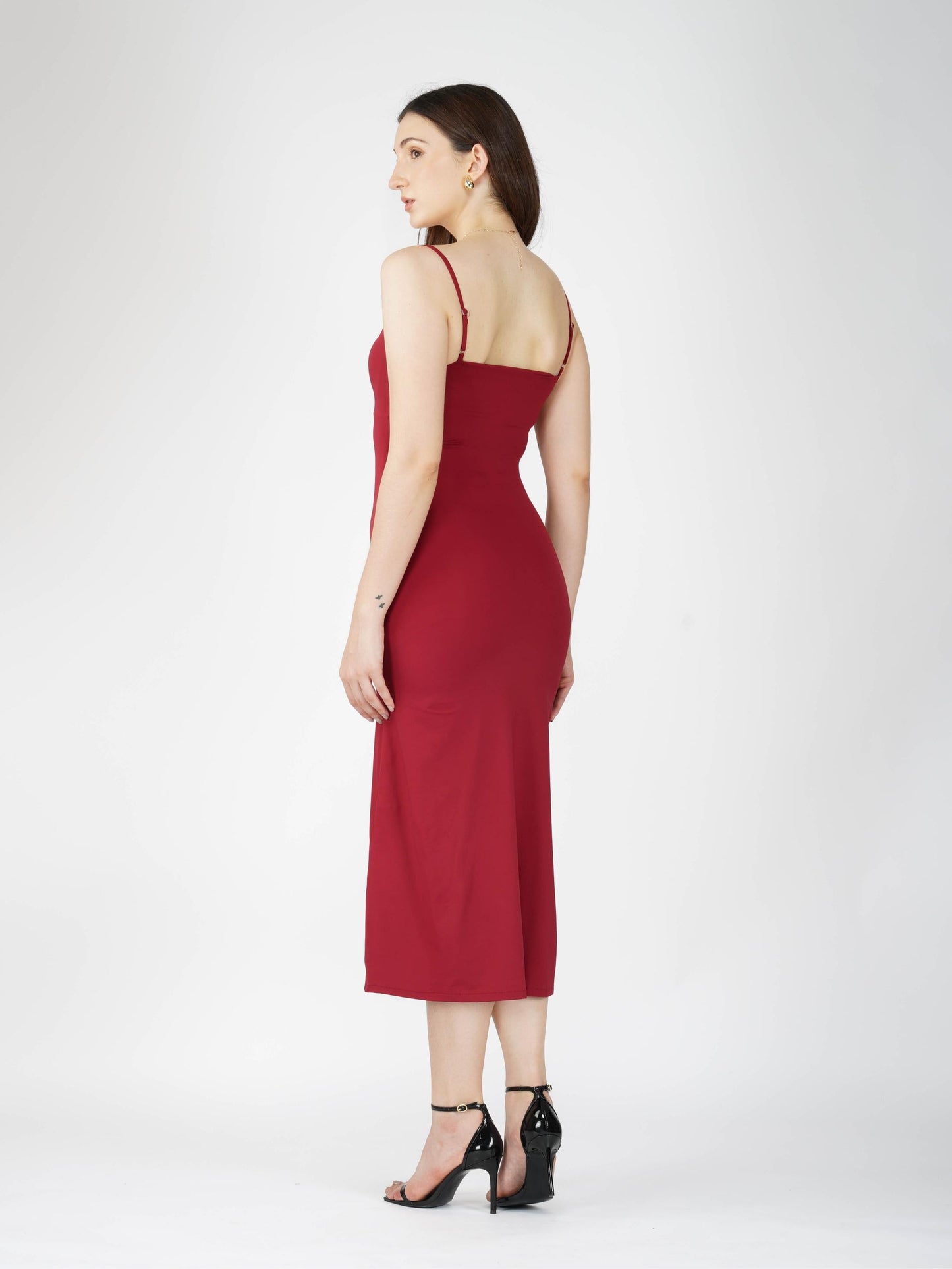 Red Cowl Neck Dress - Glow Dress (Cherry)