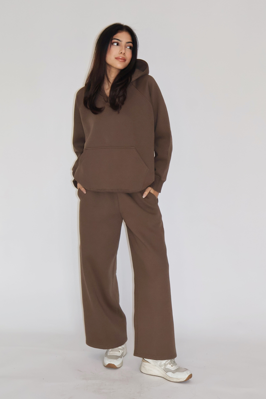 HOODIE CO-ORD SET - (Brown)