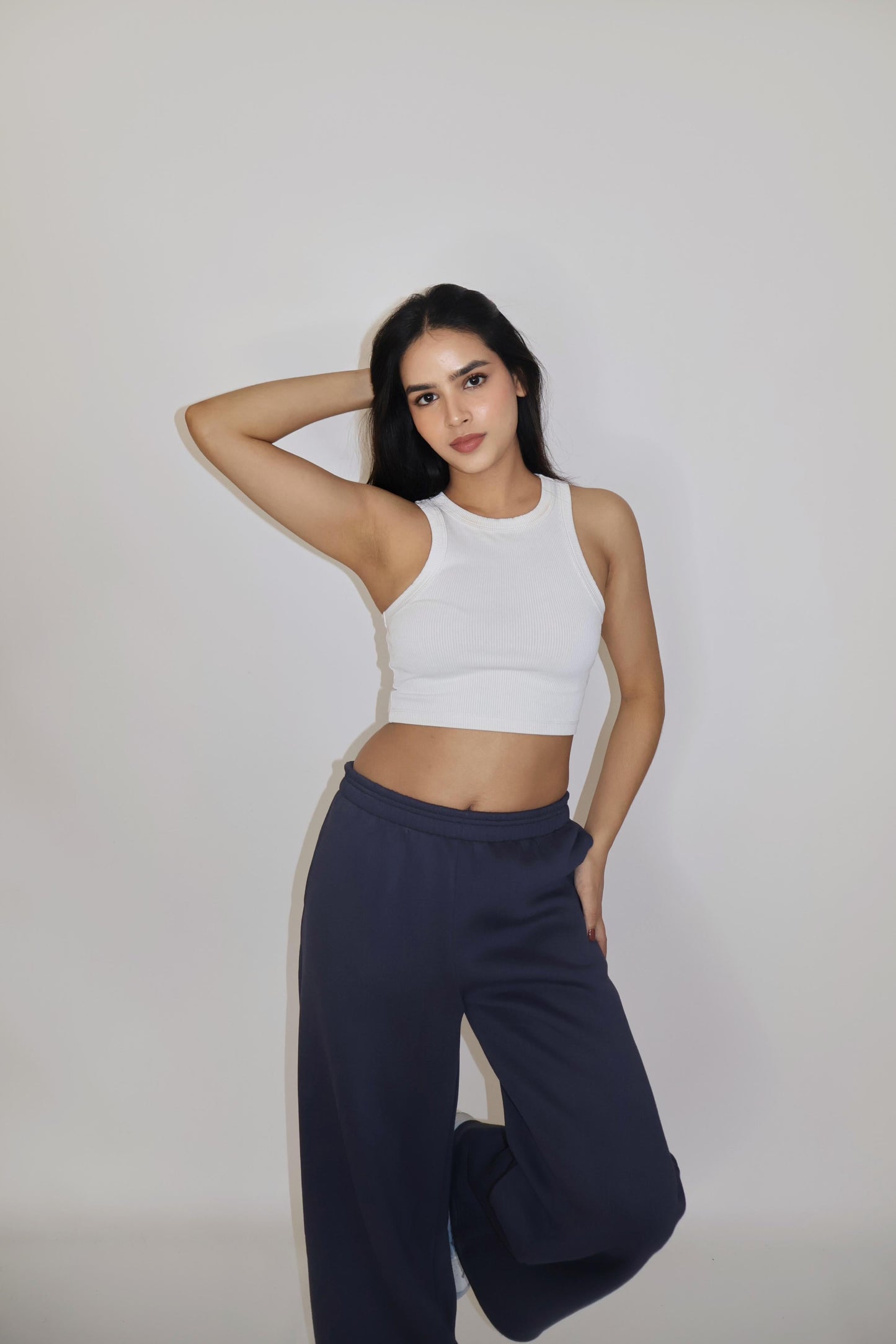 Blue Wide-Legged Fleece Joggers - Everyday Joggers (Navy)