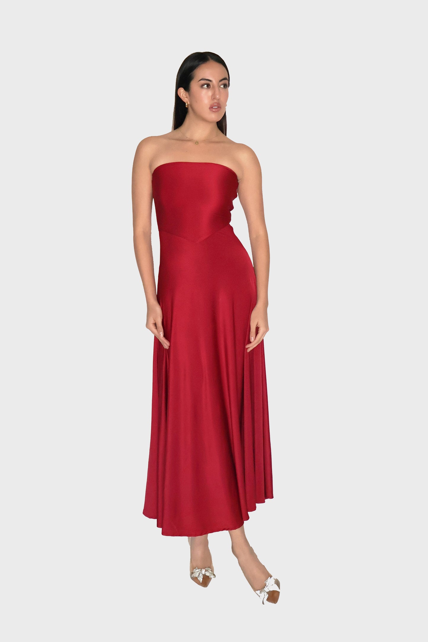 Red Flare Tube Dress - Flow Dress (Cherry)