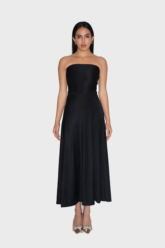 Black Flare Tube Dress - Flow Dress (Onyx)