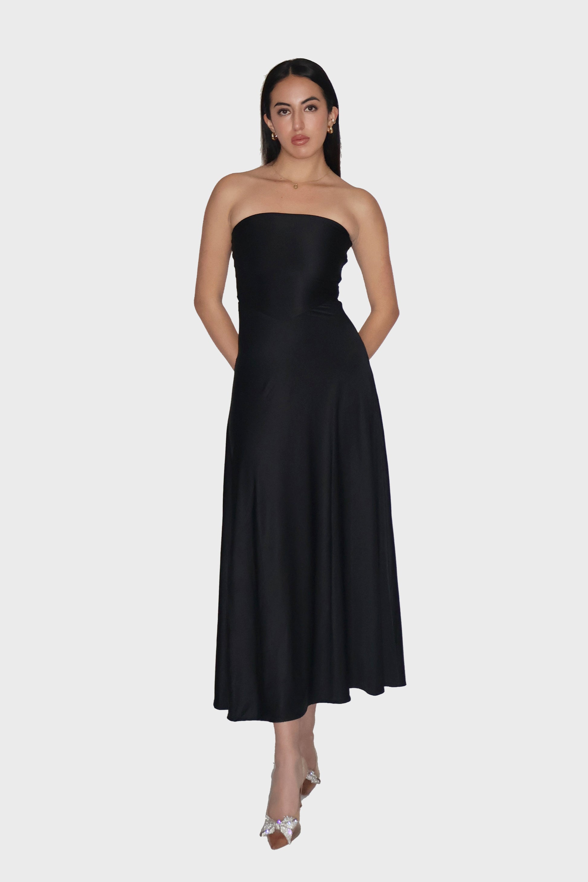 tube dress flowy Pleated Strapless Women's Maxi Tube Dress - Ruffle Side Flowy Long Gown