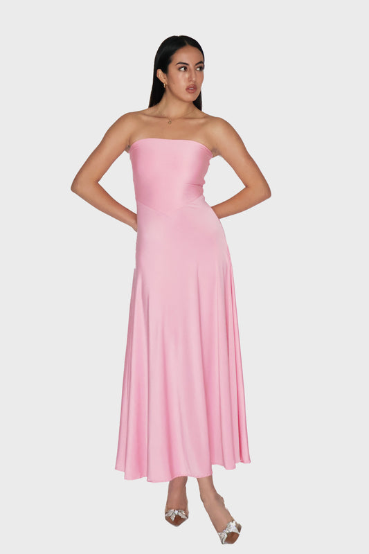 Pink Flare Tube Dress - Flow Dress (Flamingo)