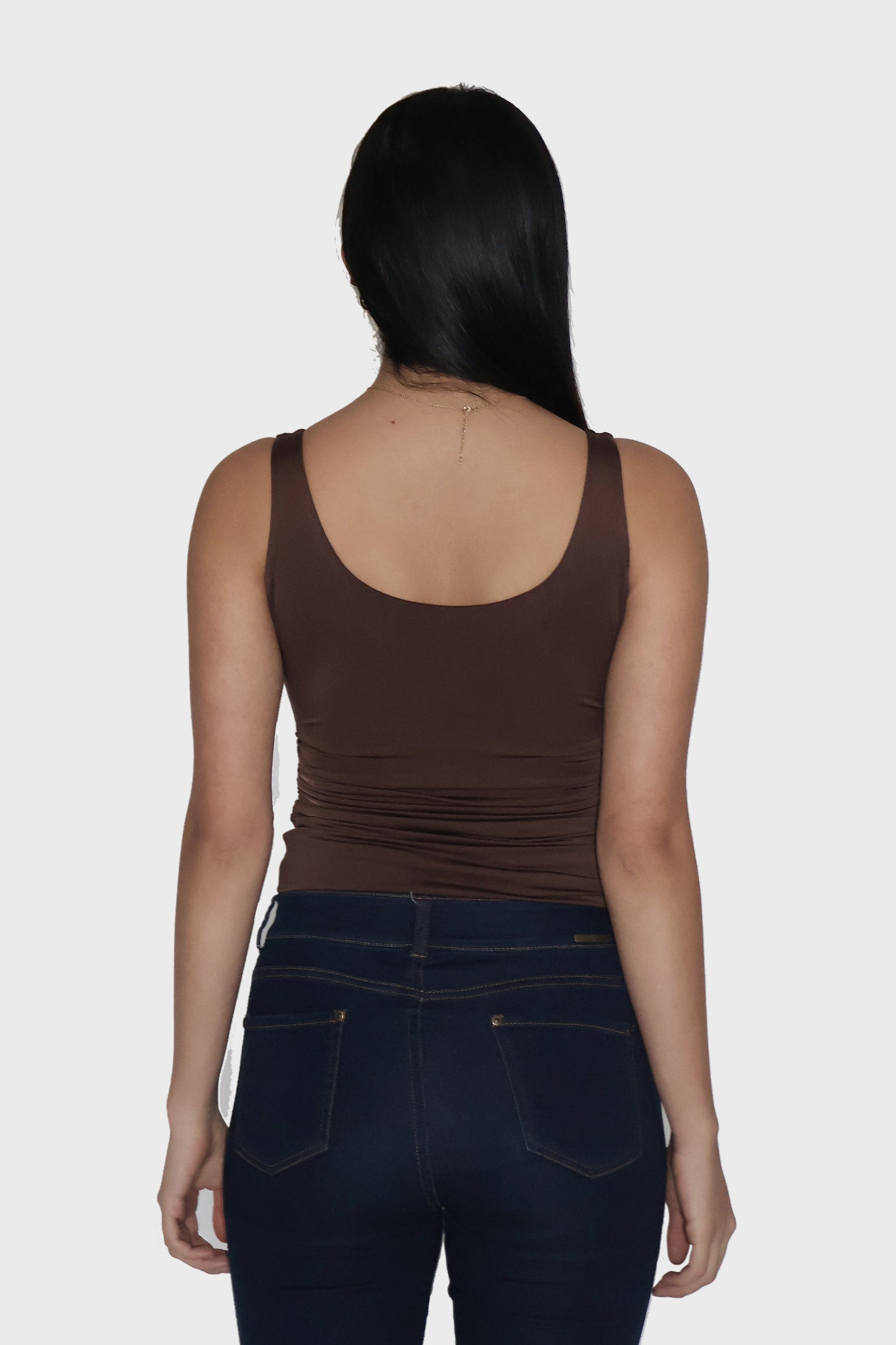 Brown Ruched Tank Top - Quill Top (Coco)