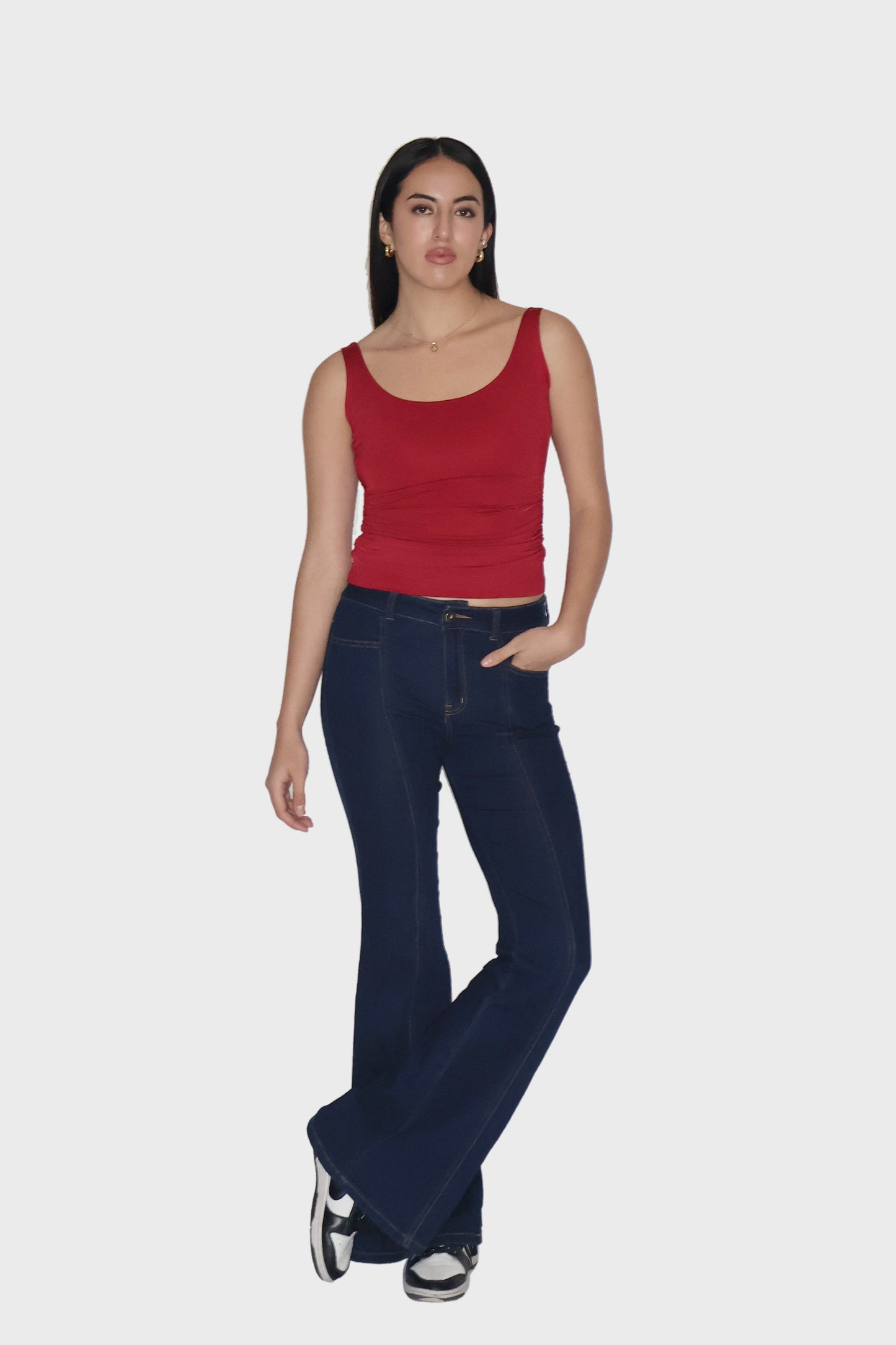 Red Ruched Tank Top - Quill Top (Cherry)